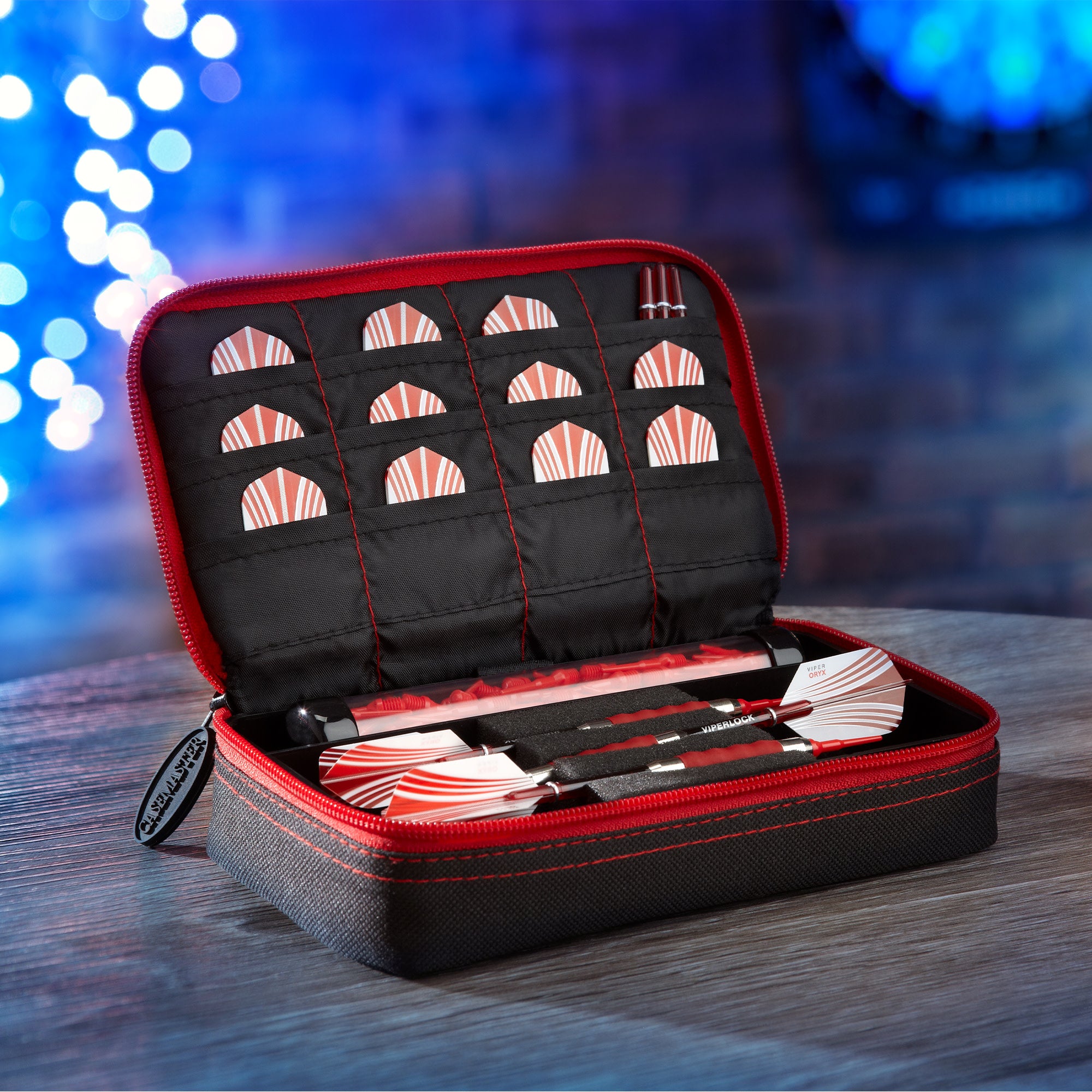 Casemaster Plazma Dart Case Black with Ruby Zipper