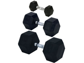 Rubber Encased Solid Hex Dumbbell 70lb - HomeFitPlay