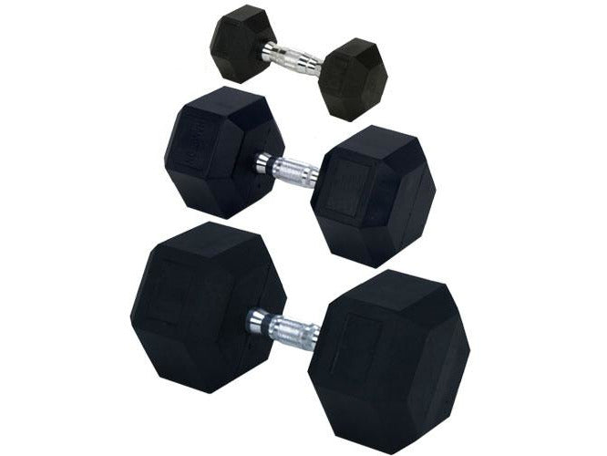 Rubber Encased Solid Hex Dumbbell 10lb - HomeFitPlay