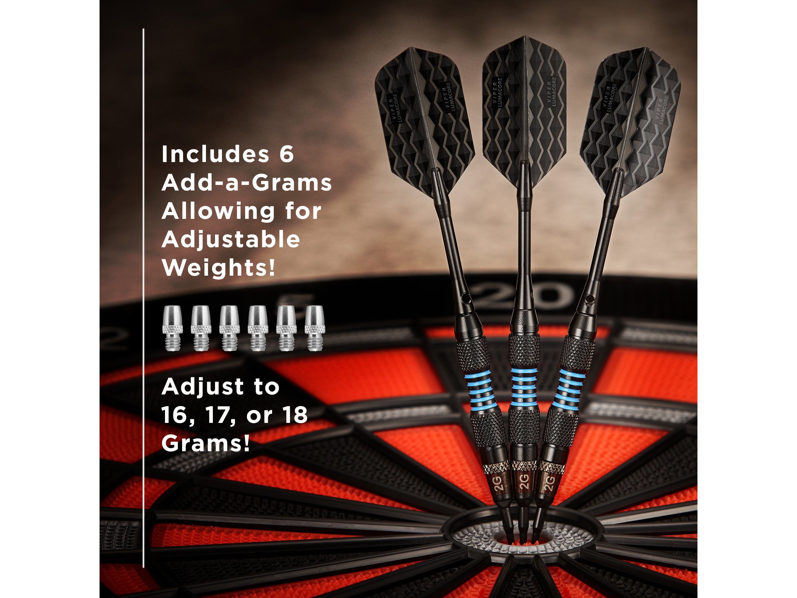 Viper Bobcat Adjustable Soft Tip Darts Blue Rings 16-18 Grams - HomeFitPlay