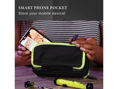 Casemaster Plazma Plus Dart Case Black with Yellow Zipper and Phone Pocket - HomeFitPlay