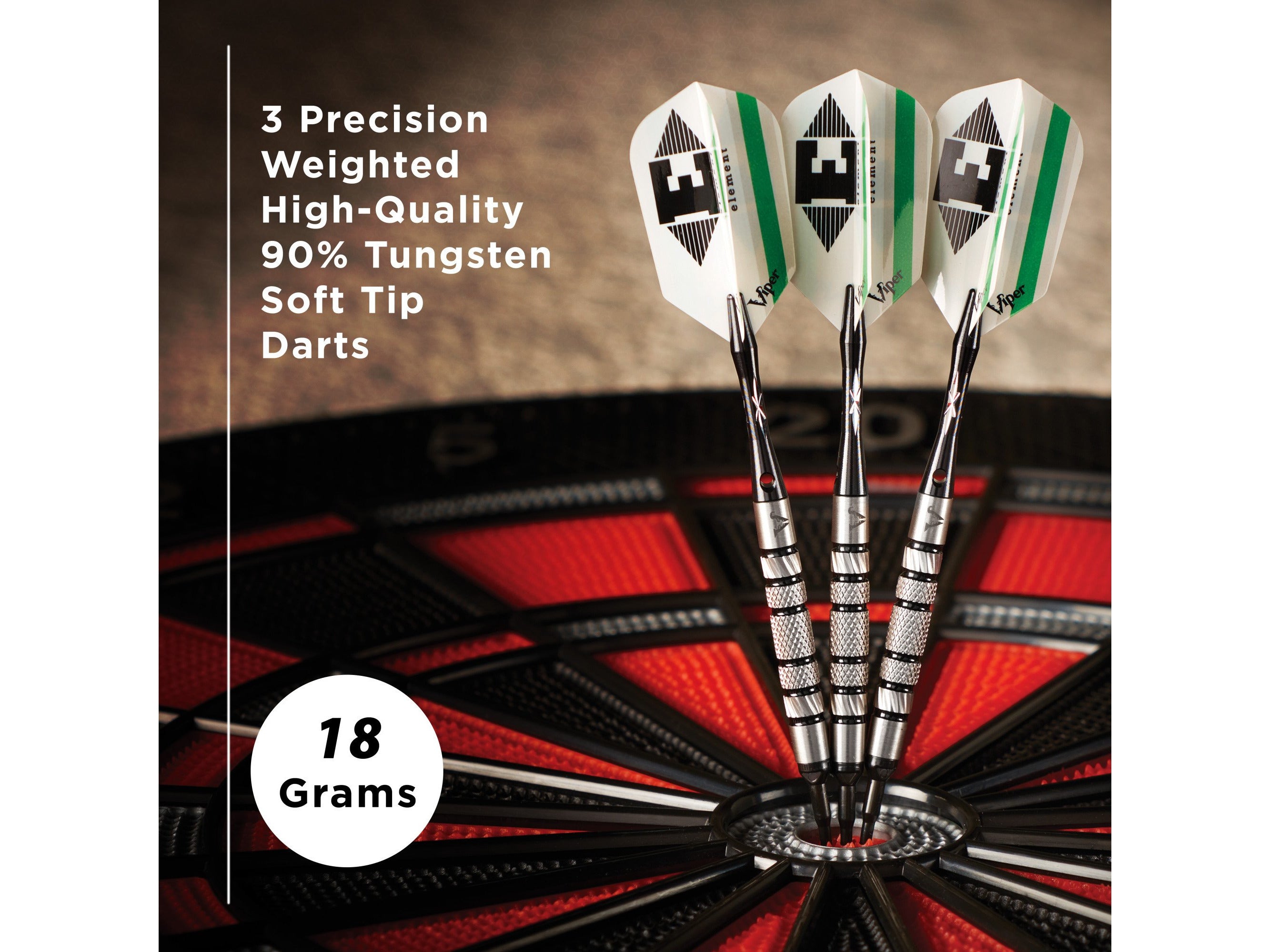 Viper Element 90% Tungsten Soft Tip Darts Knurled Barrel 18 Grams - HomeFitPlay