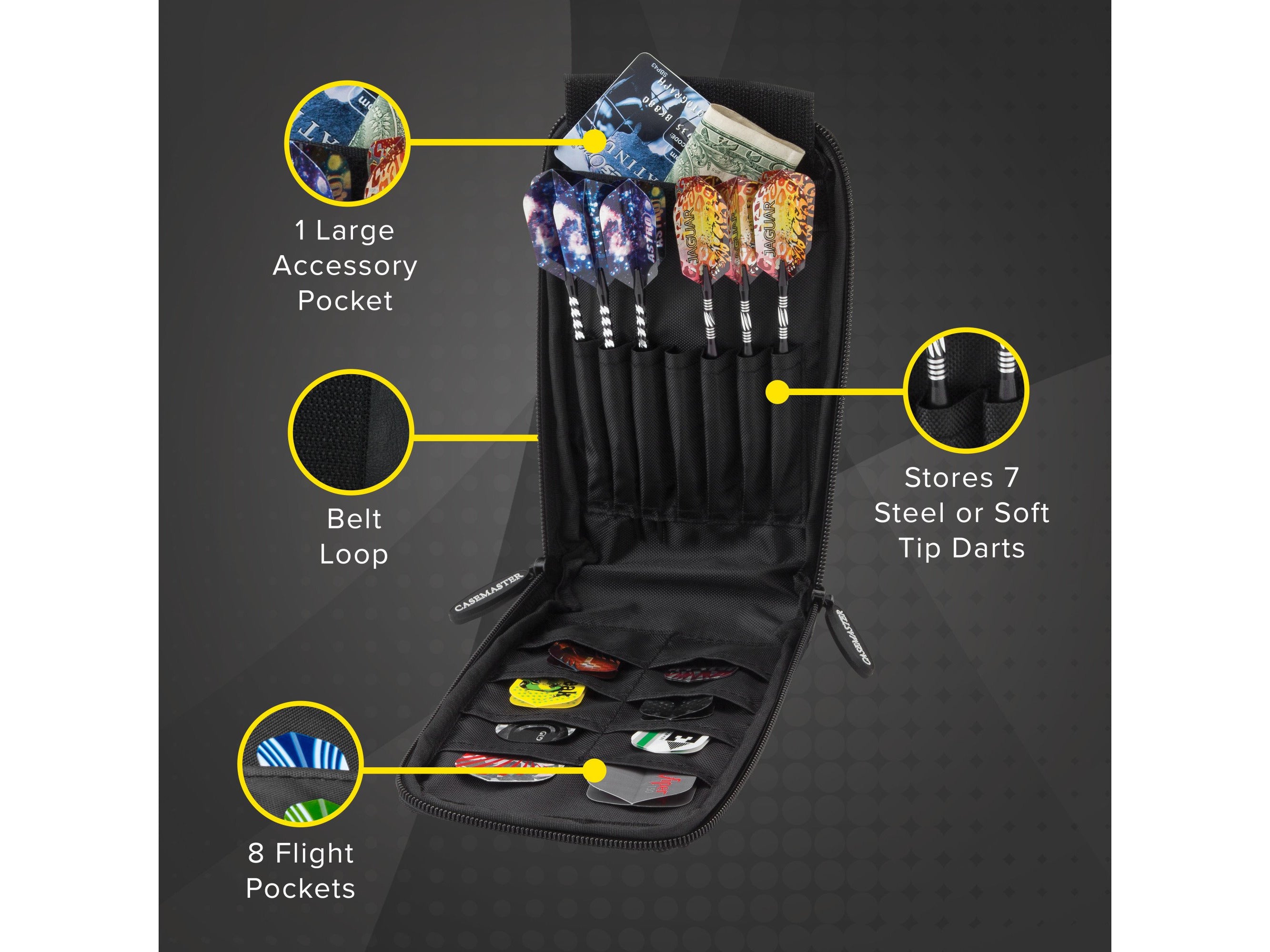 Casemaster Mini Pro Black Leather Dart Case - HomeFitPlay