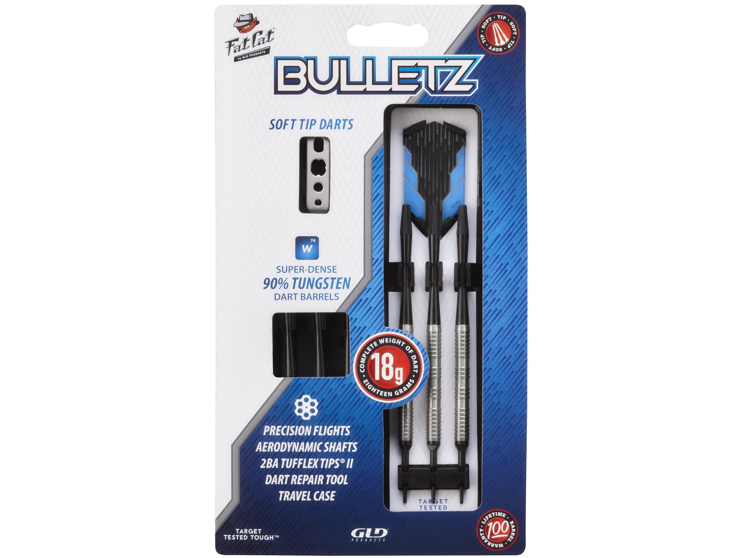 Fat Cat Bulletz 90% Tungsten Soft Tip Darts 18 Grams - HomeFitPlay