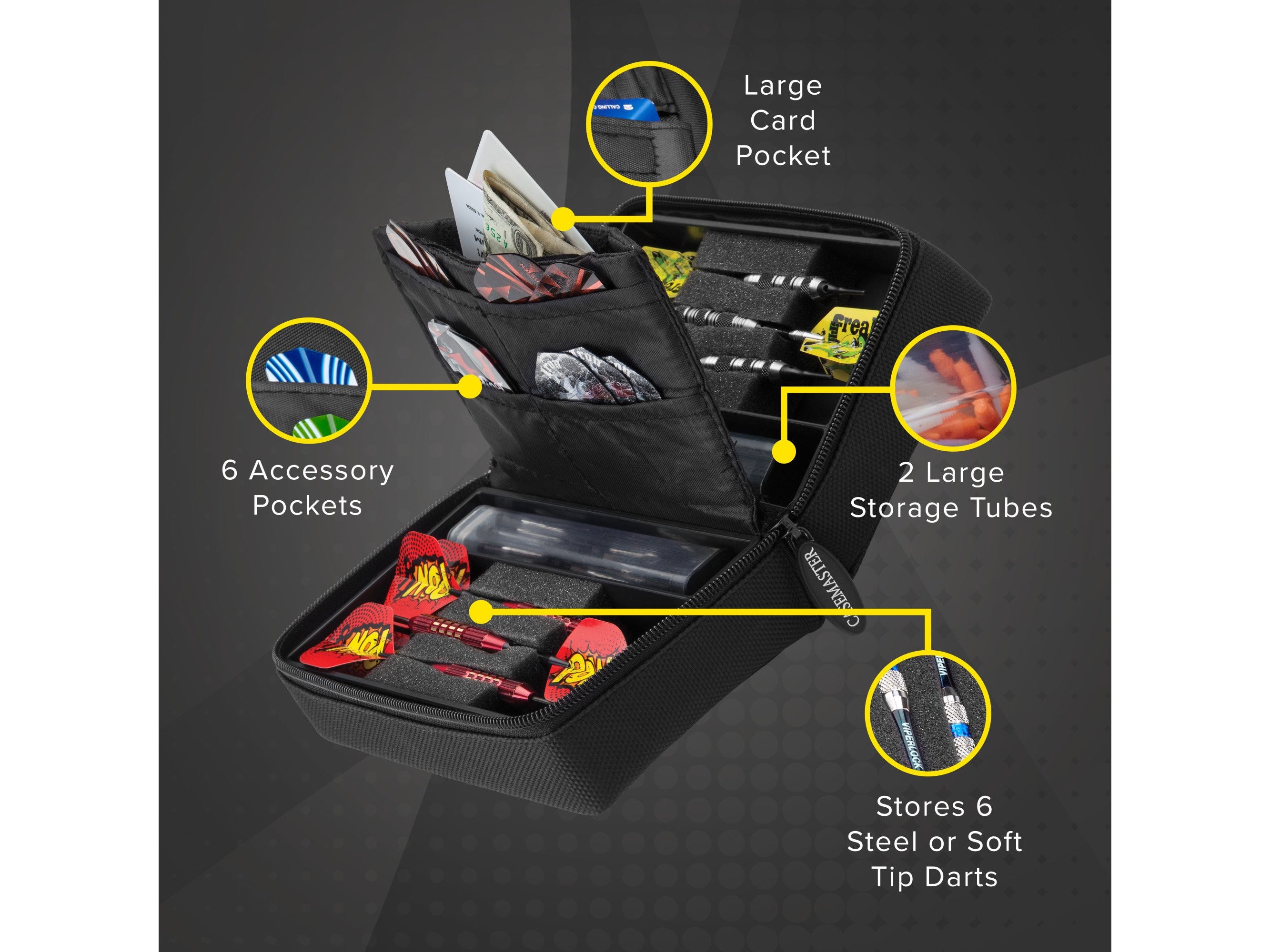 Casemaster Elite Jr Black Nylon Dart Case - HomeFitPlay