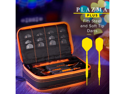 Casemaster Plazma Plus Dart Case Black with Orange Zipper and Phone Pocket - HomeFitPlay