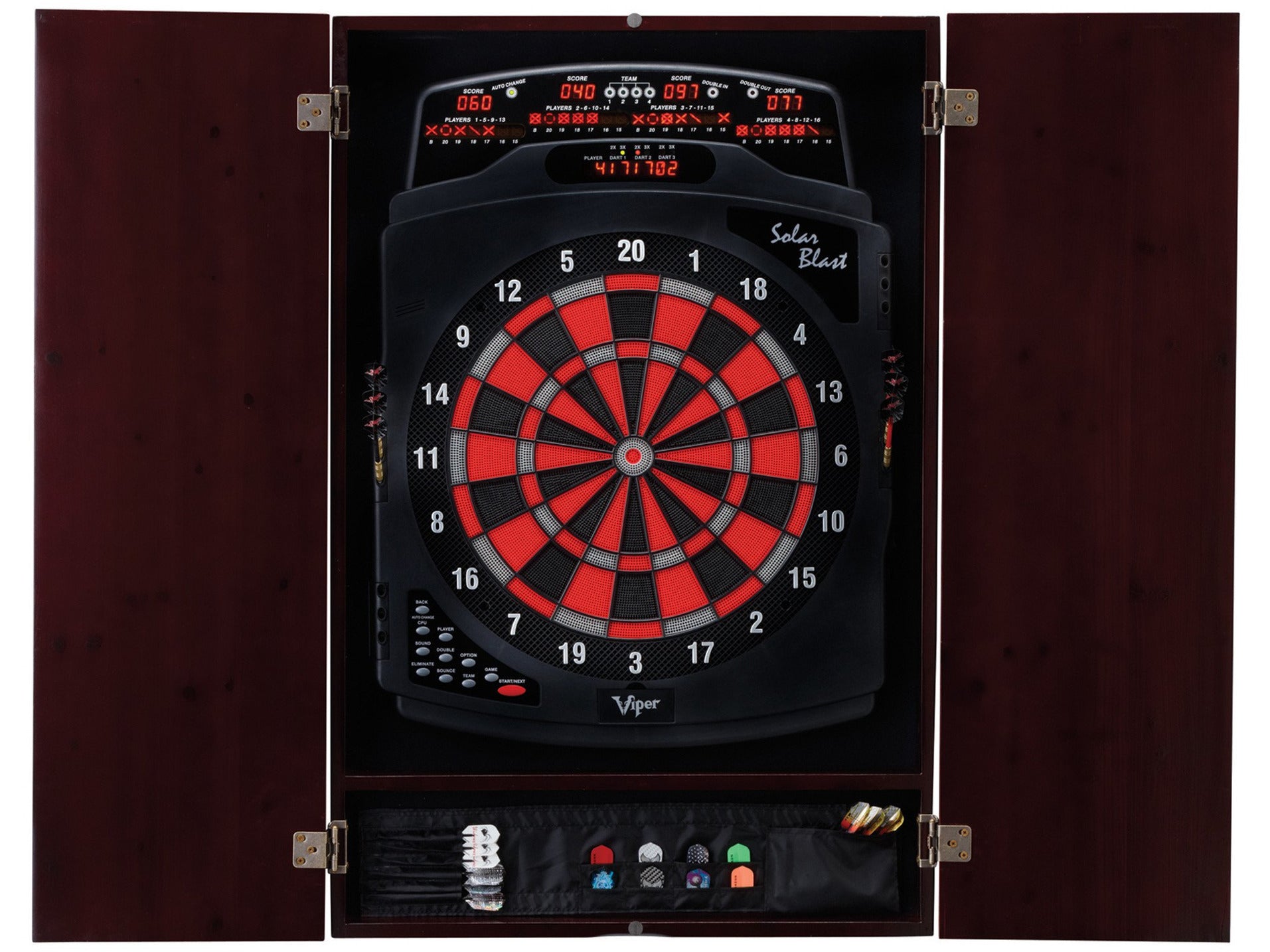 Viper Metropolitan Mahogany Soft Tip Dartboard Cabinet - HomeFitPlay