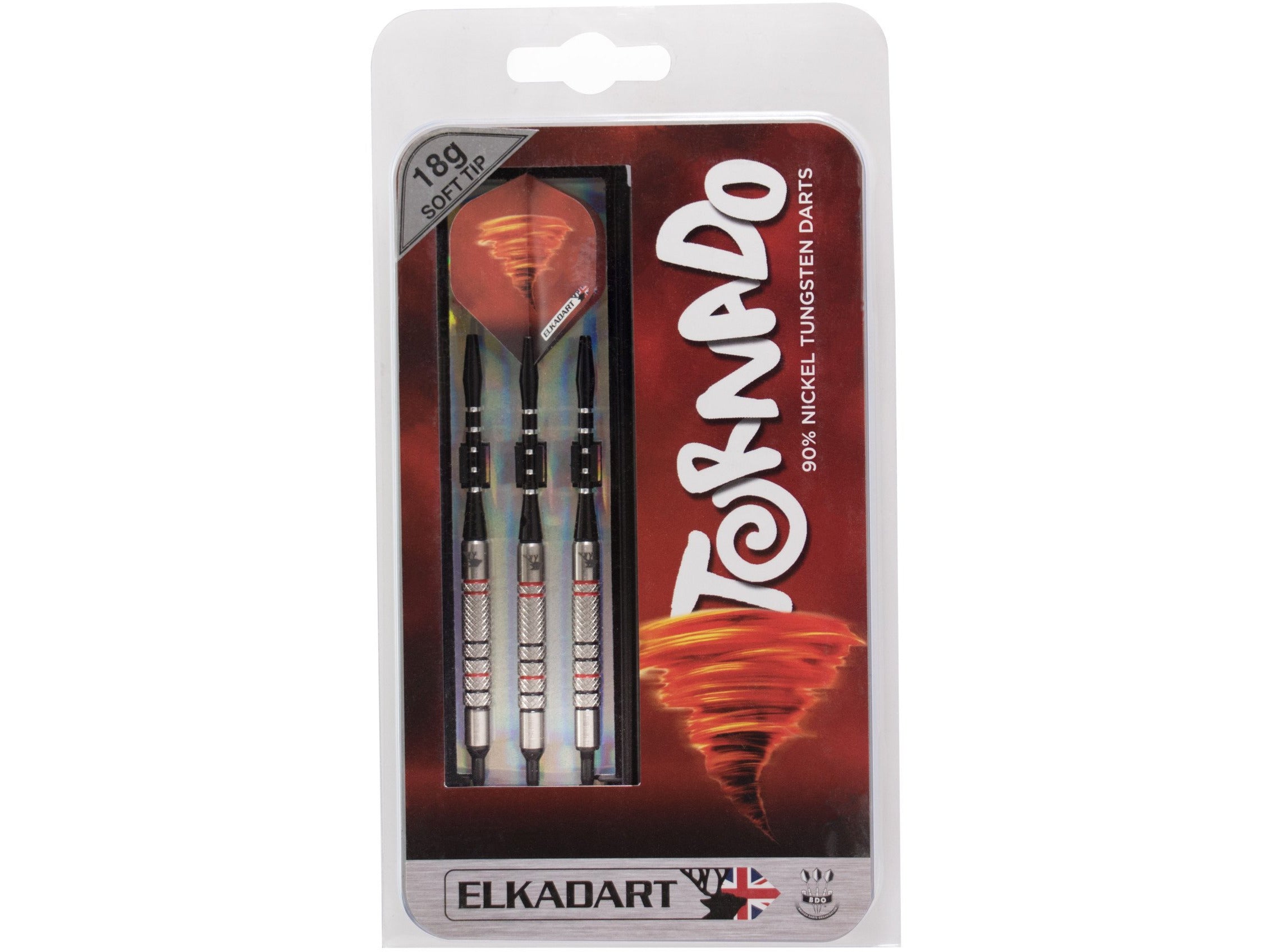Elkadart Tornado 90% Tungsten Soft Tip Dart Set 3 Red and 4 Black Rings 18 Grams - HomeFitPlay