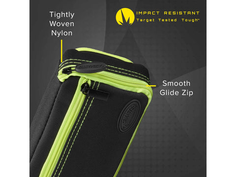 Image of Casemaster Plazma Plus Dart Case Black with Yellow Zipper and Phone Pocket - HomeFitPlay
