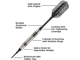 Viper Bobcat Adjustable Soft Tip Darts Black Rings 16-18 Grams 