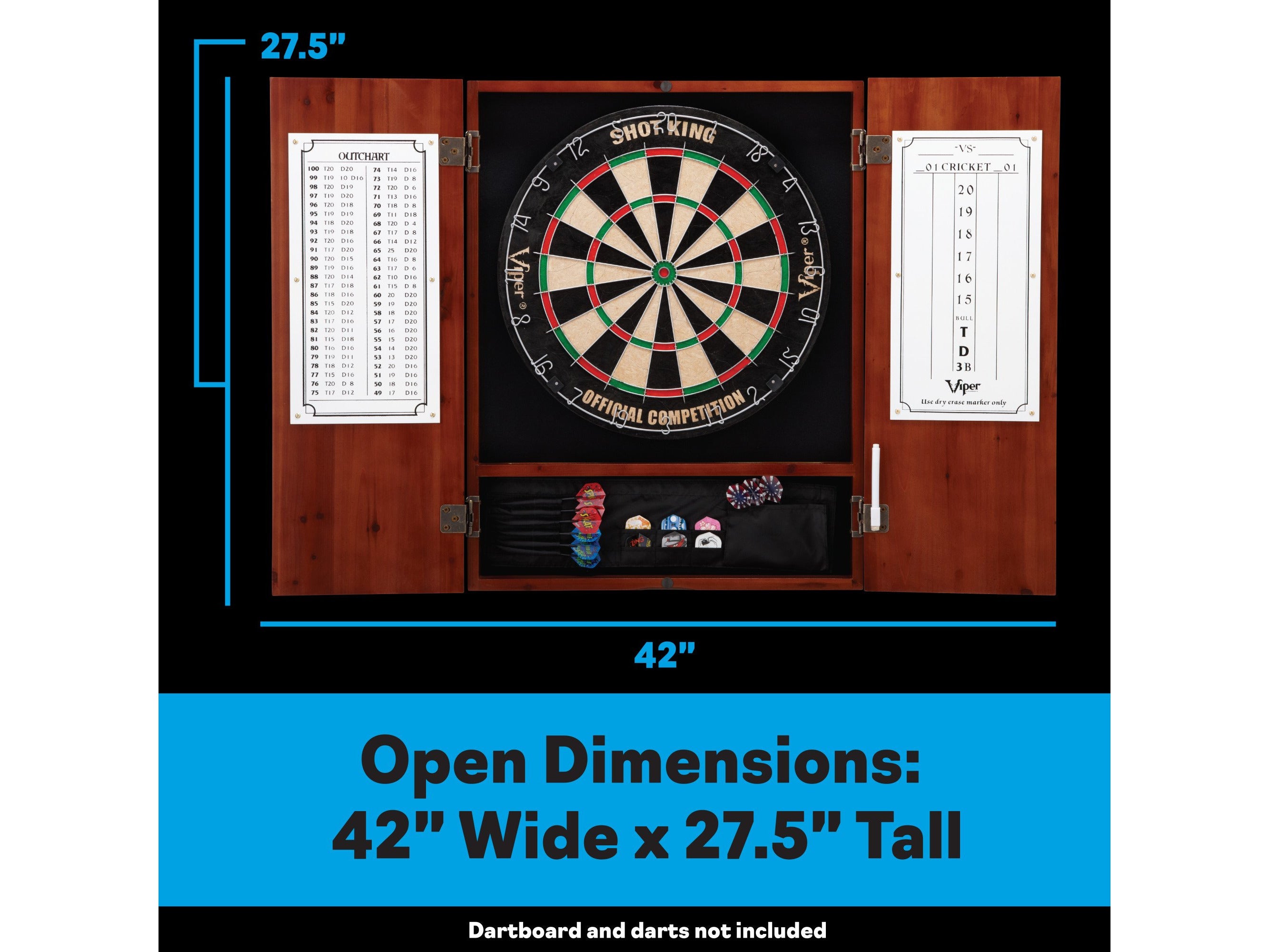 Viper Metropolitan Cinnamon Steel Tip Dartboard Cabinet - HomeFitPlay