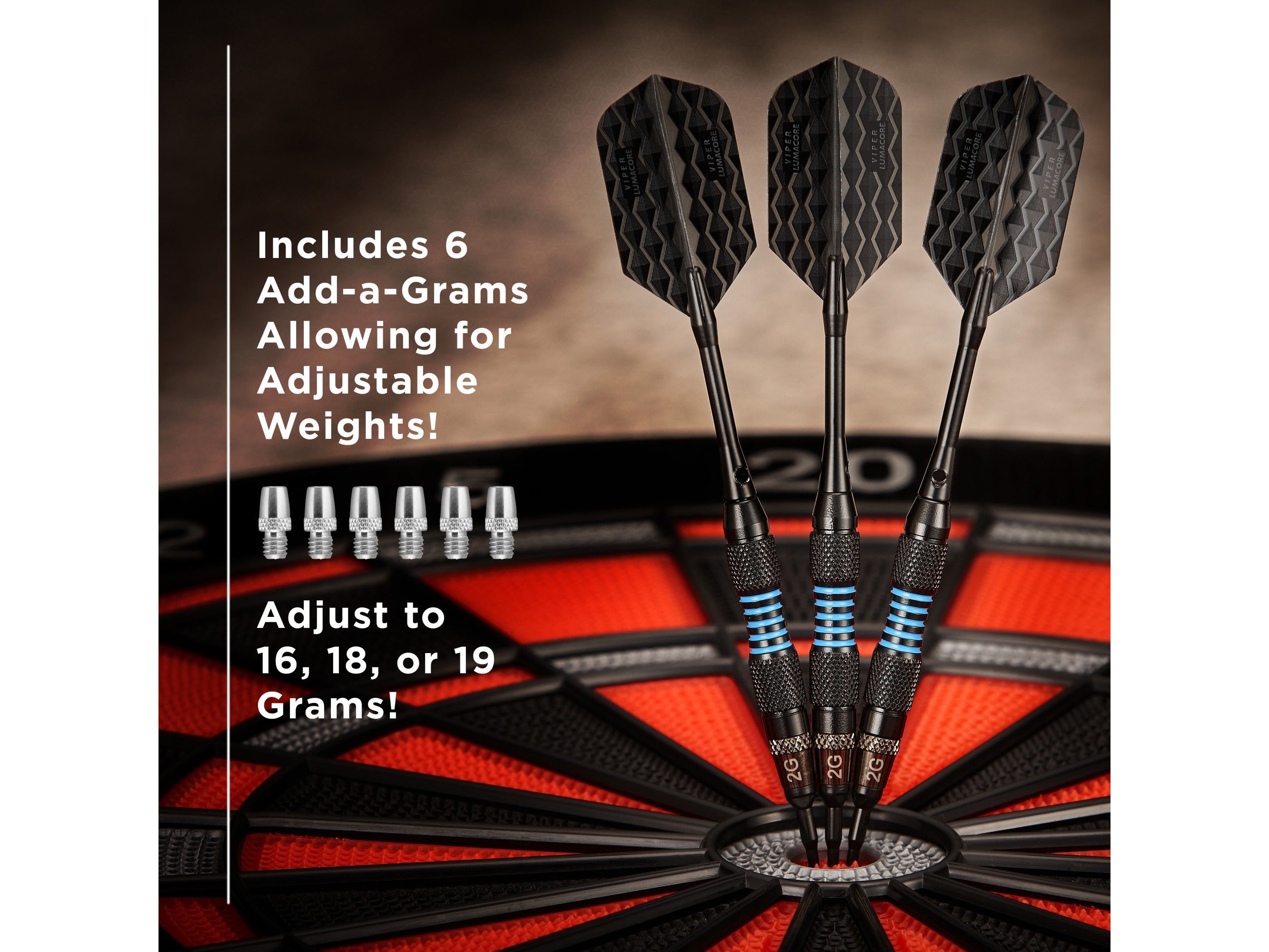Viper Bobcat Adjustable Soft Tip Darts Blue Rings 16-19 Grams - HomeFitPlay