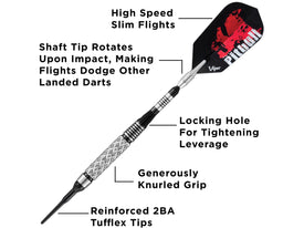 Viper Pitbull 90% Tungsten Soft Tip Darts Diamond Cut Barrel 18 Grams 