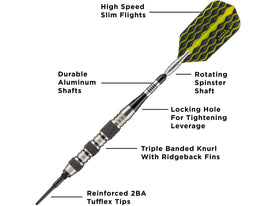 Viper The Freak Soft Tip Darts Knurled and Shark Fin Barrel 18 Grams 