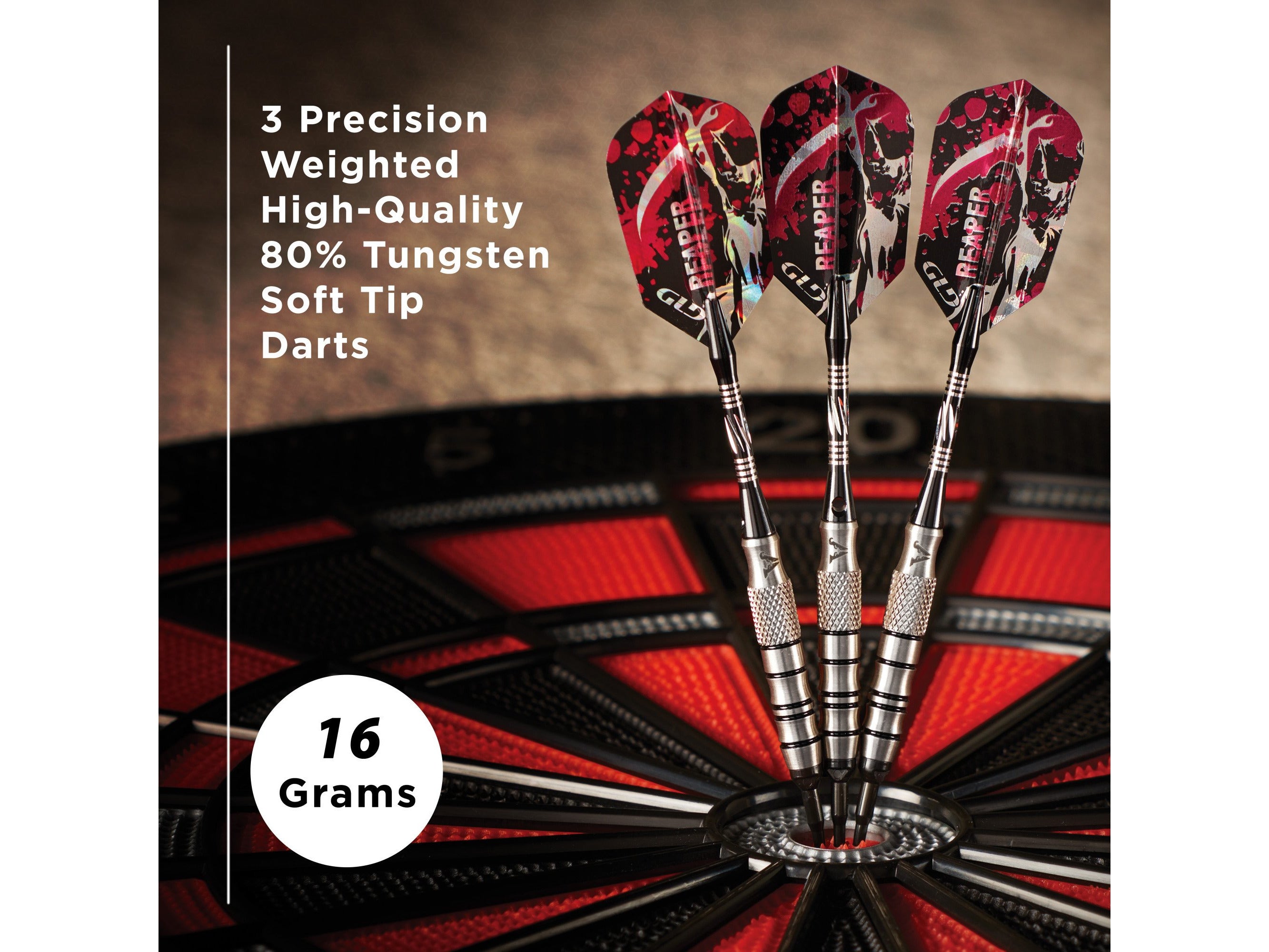 Viper Grim Reaper 80% Tungsten Soft Tip Darts Black Rings - HomeFitPlay