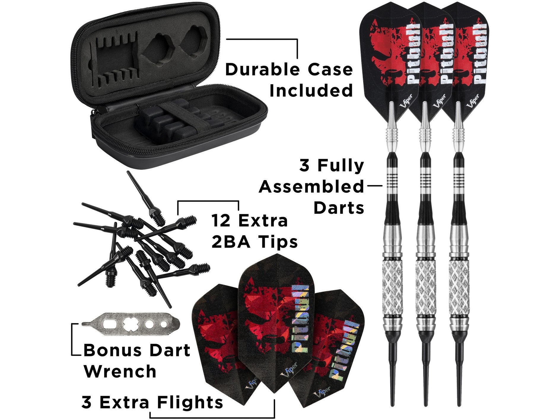 Viper Pitbull 90% Tungsten Soft Tip Darts Diamond Cut and Shark Fin Barrel 18 Grams - HomeFitPlay