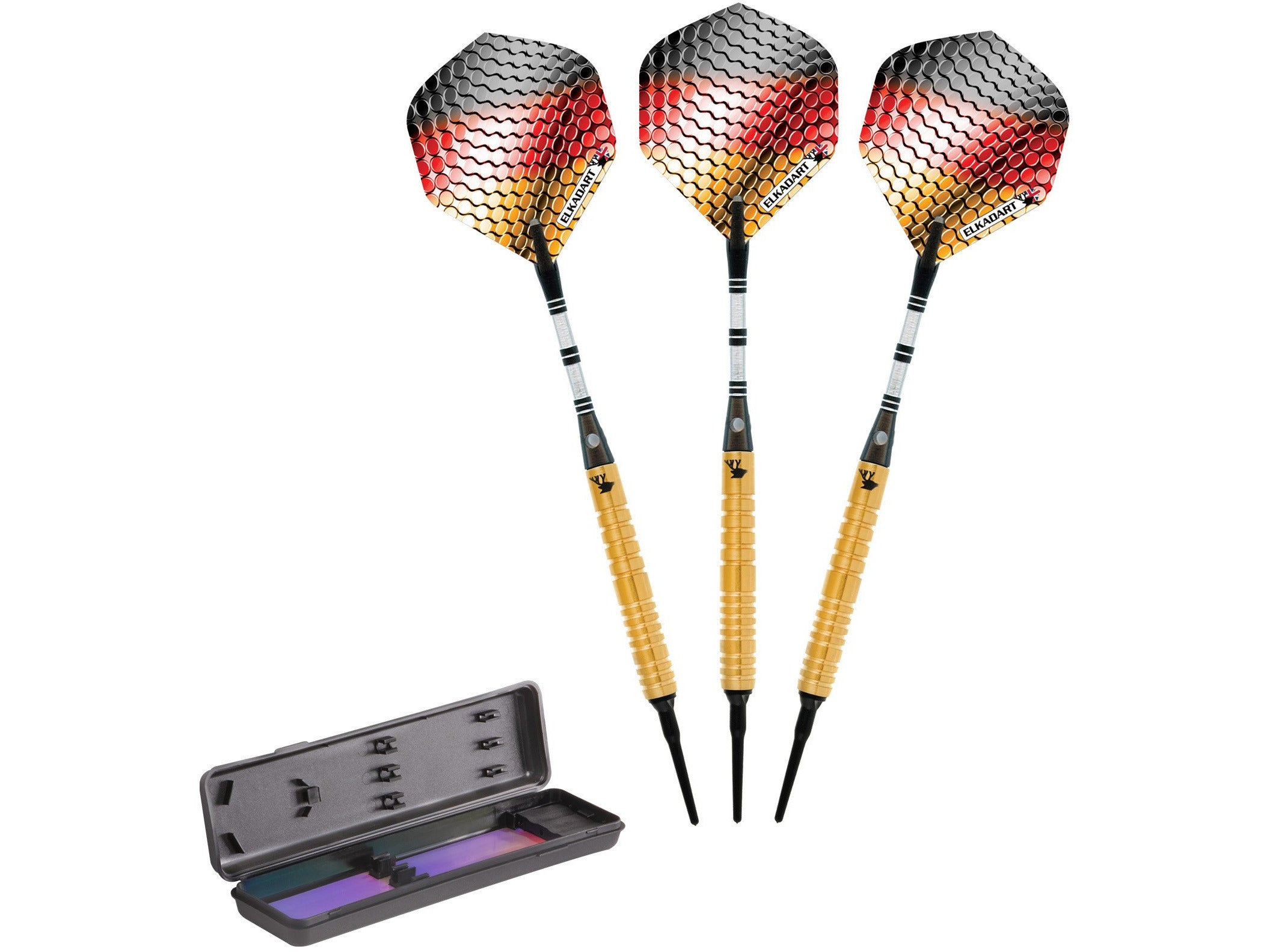 Elkadart Titanium 90% Tungsten Soft Tip Darts Gold Titanium Coating Ringed Barrel 18 Grams - HomeFitPlay