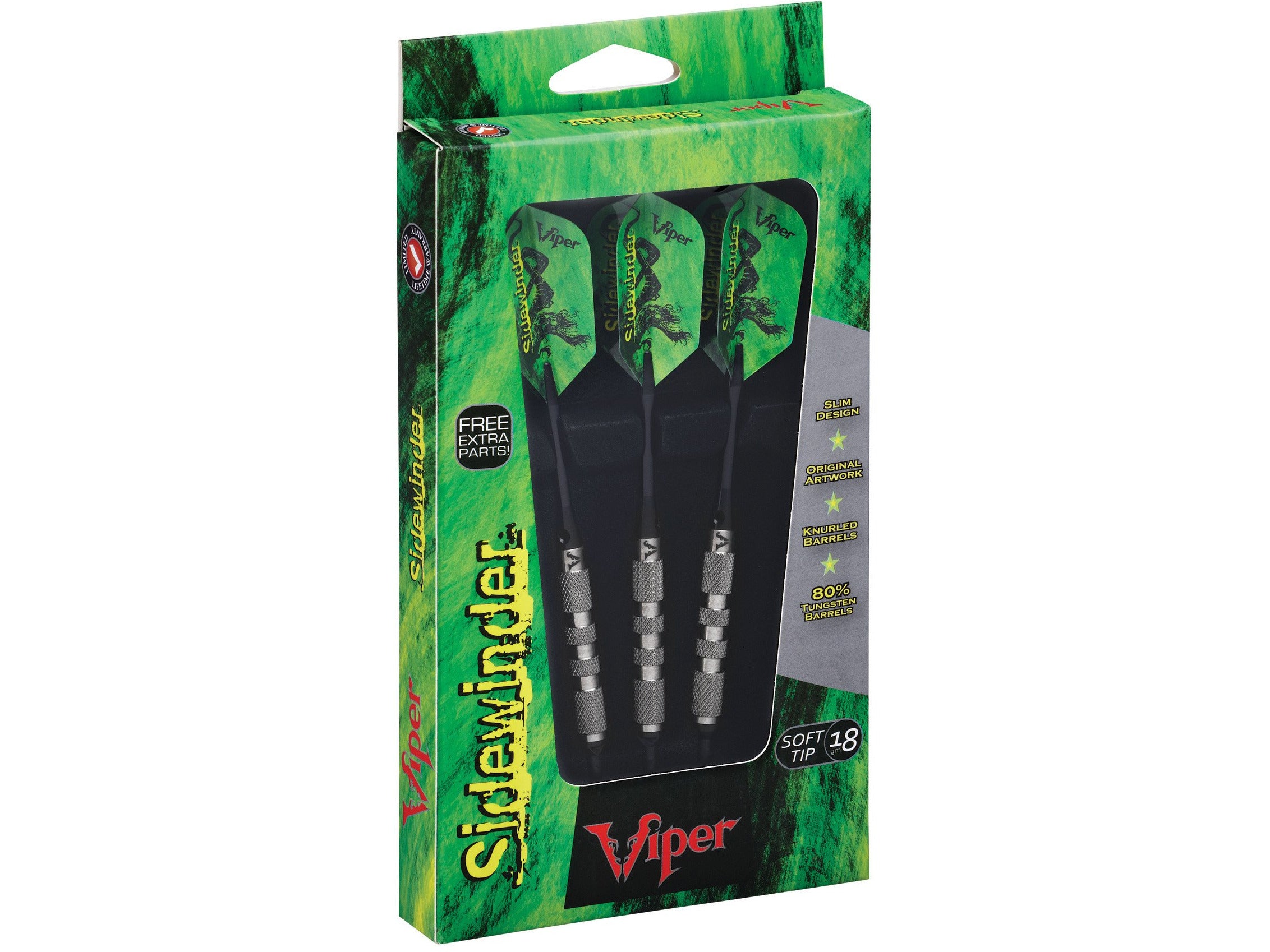 Viper Sidewinder 80% Tungsten Soft Tip Darts Knurled Barrel 18 Grams - HomeFitPlay
