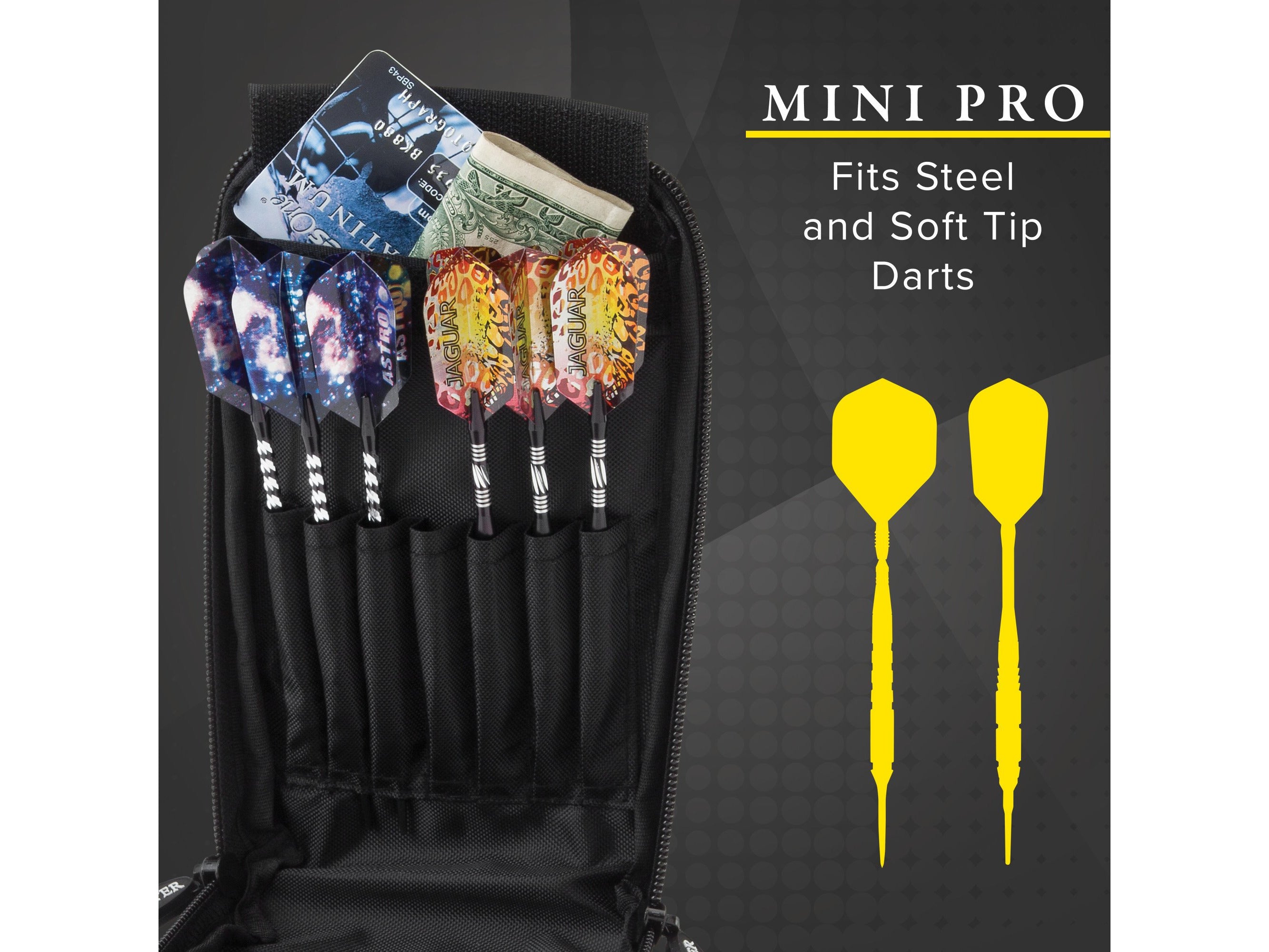 Casemaster Mini Pro Black Leather Dart Case - HomeFitPlay
