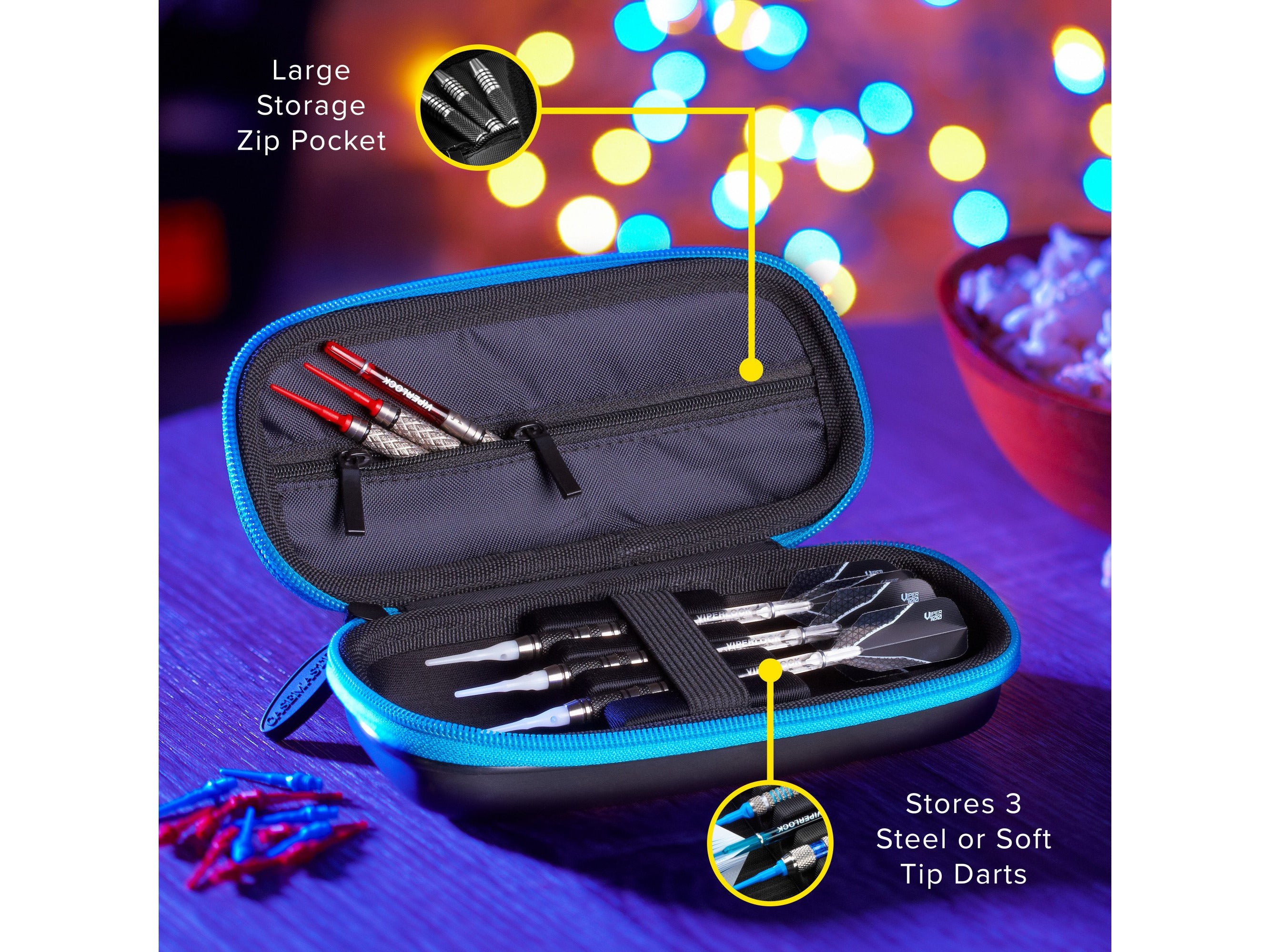 Casemaster Warden Dart Case with Blue Zipper - HomeFitPlay