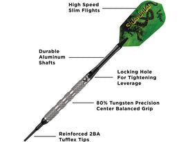 Viper Sidewinder 80% Tungsten Soft Tip Darts Knurled Barrel 18 Grams 