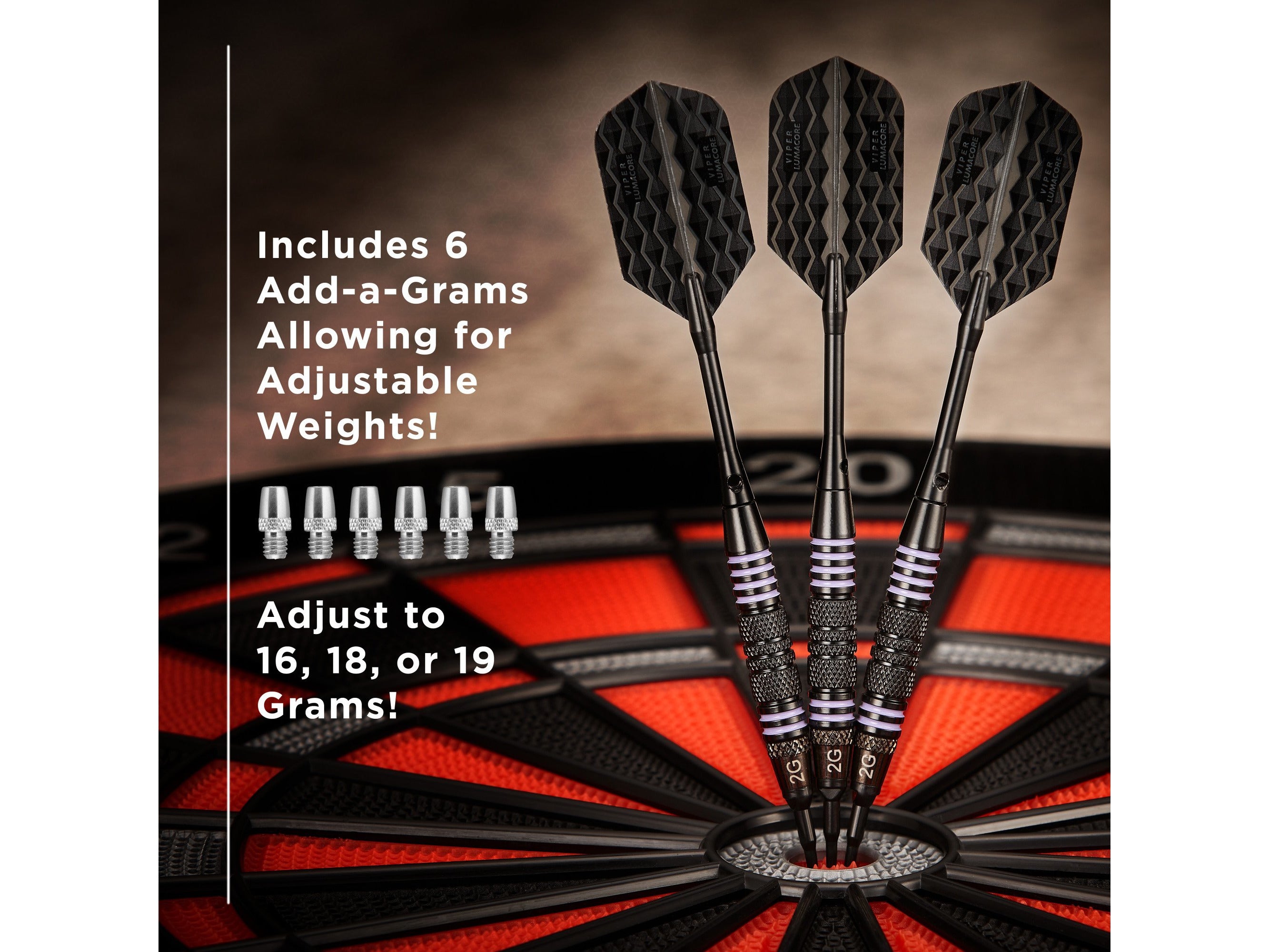 Viper Bobcat Adjustable Soft Tip Darts Purple Rings 16-19 Grams - HomeFitPlay