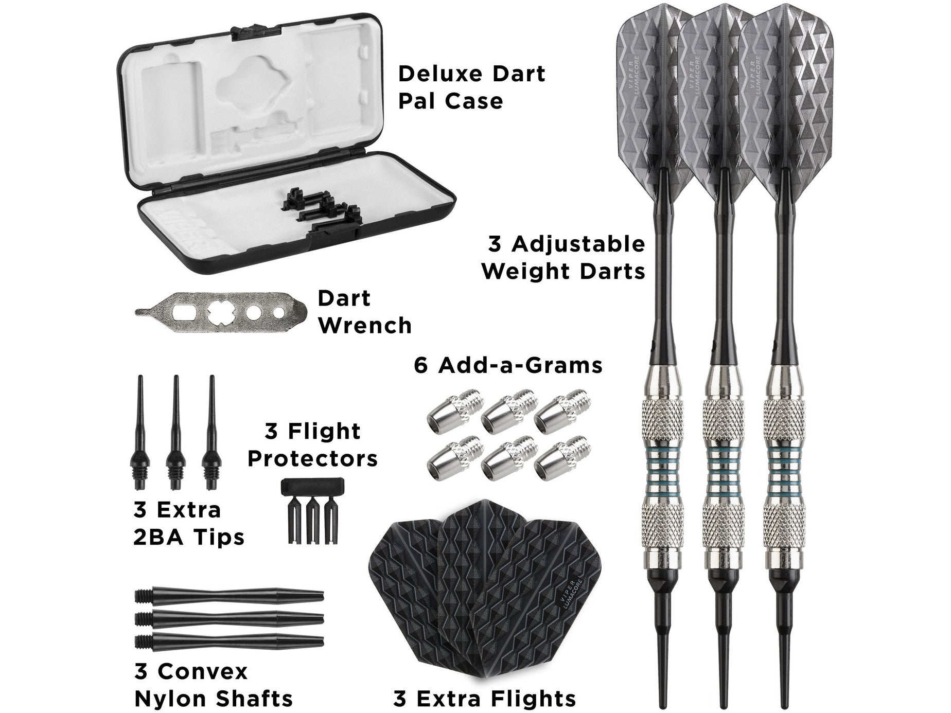 Viper Bobcat Adjustable Soft Tip Darts Green Rings 16-19 Grams - HomeFitPlay