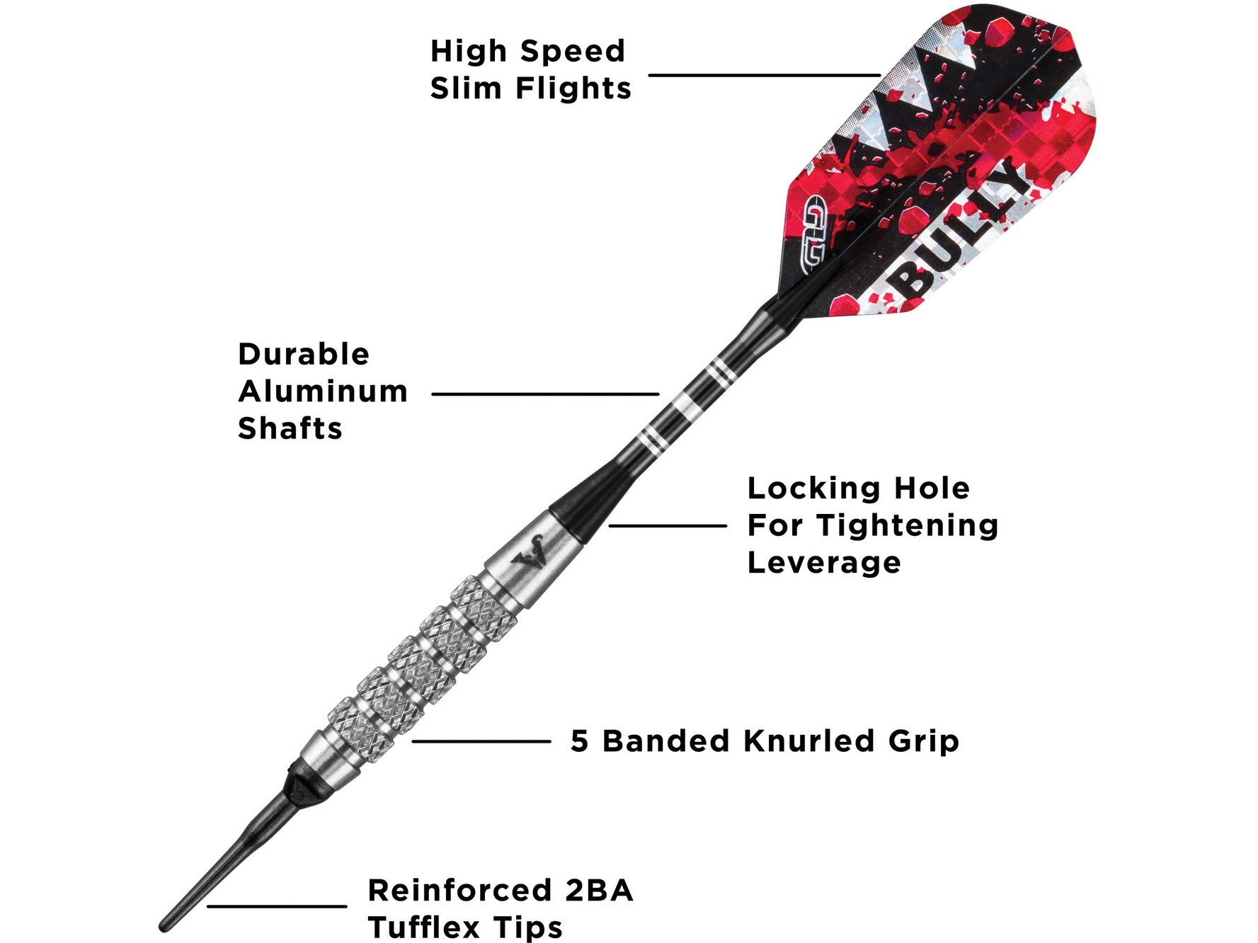 Viper Bully 80% Tungsten Soft Tip Dart Set 5 Knurled Rings 18 Grams - HomeFitPlay