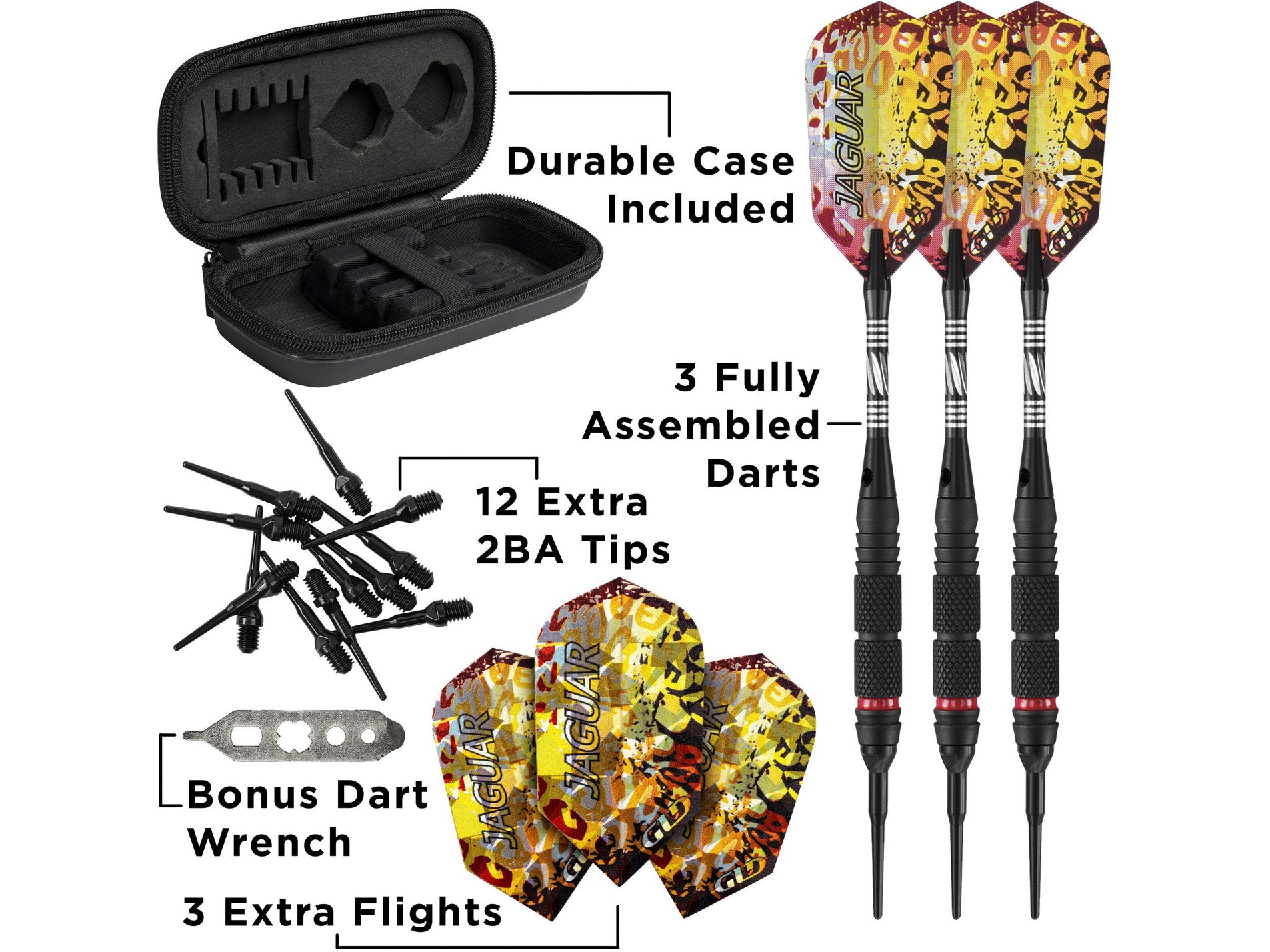 Viper Jaguar 80% Tungsten Soft Tip Darts 2 Knurled Rings 18 Grams - HomeFitPlay