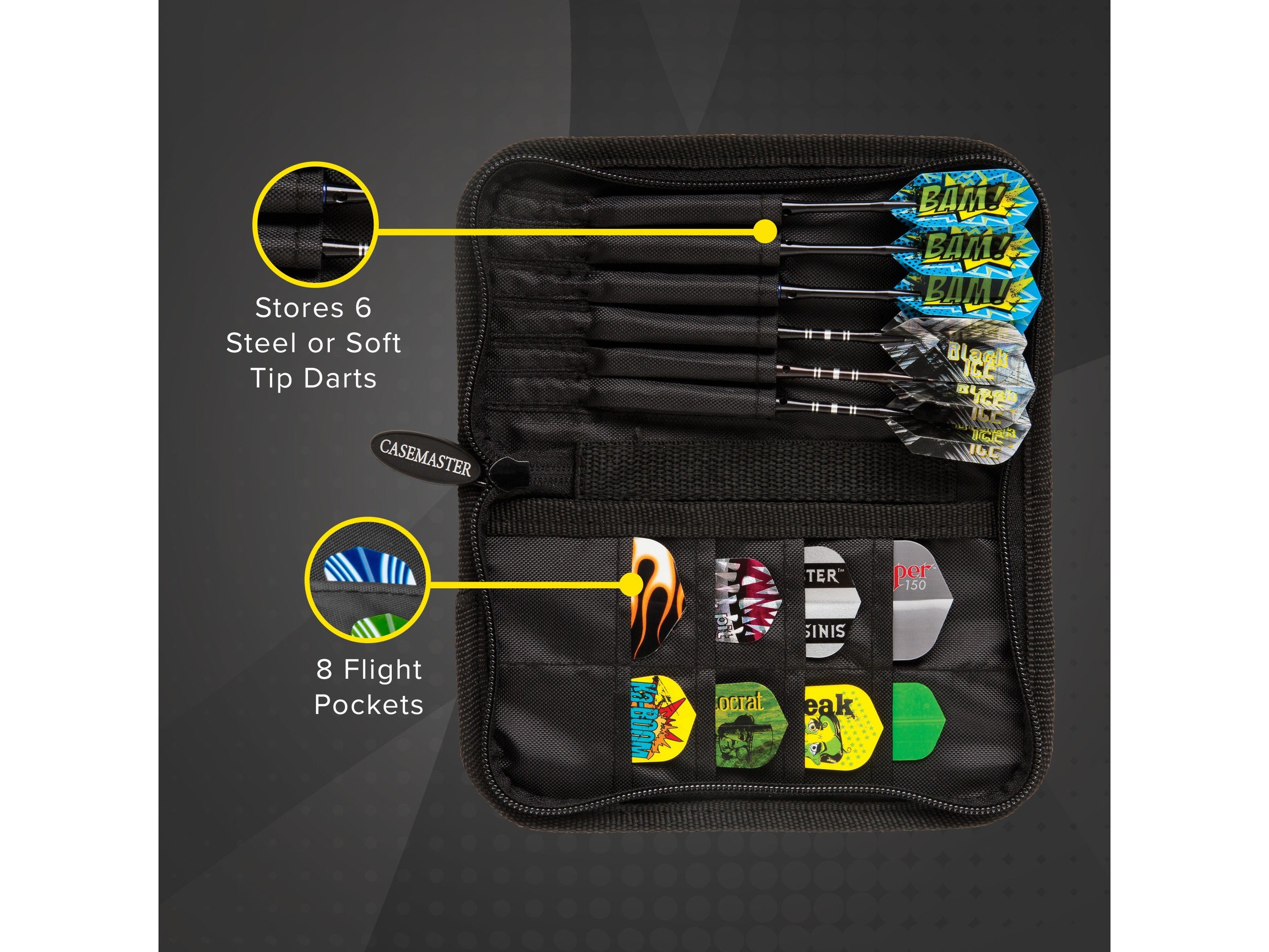 Casemaster Deluxe Black Nylon Dart Case - HomeFitPlay