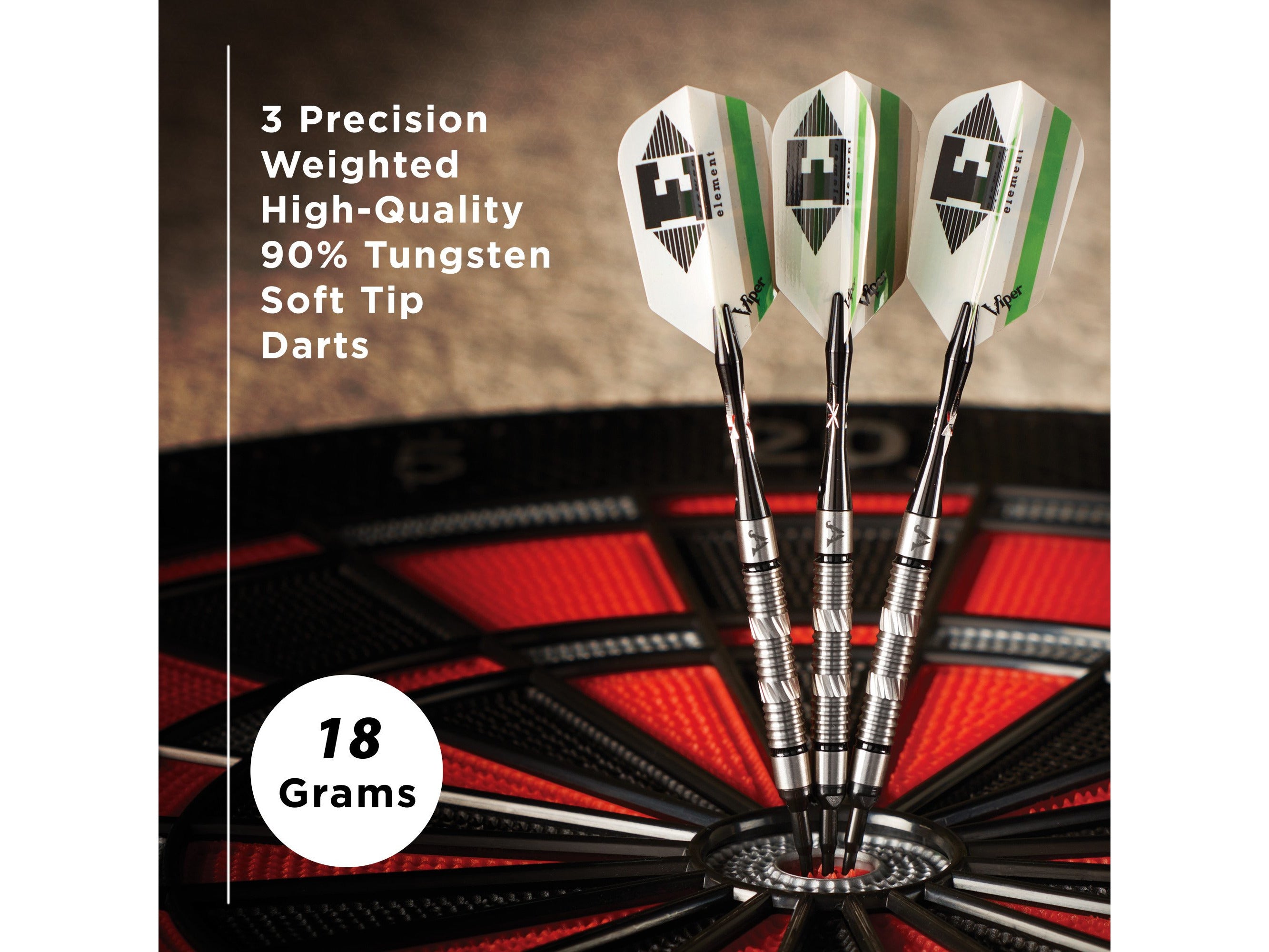 Viper Element 90% Tungsten Soft Tip Darts Grooved Barrel 18 Grams - HomeFitPlay
