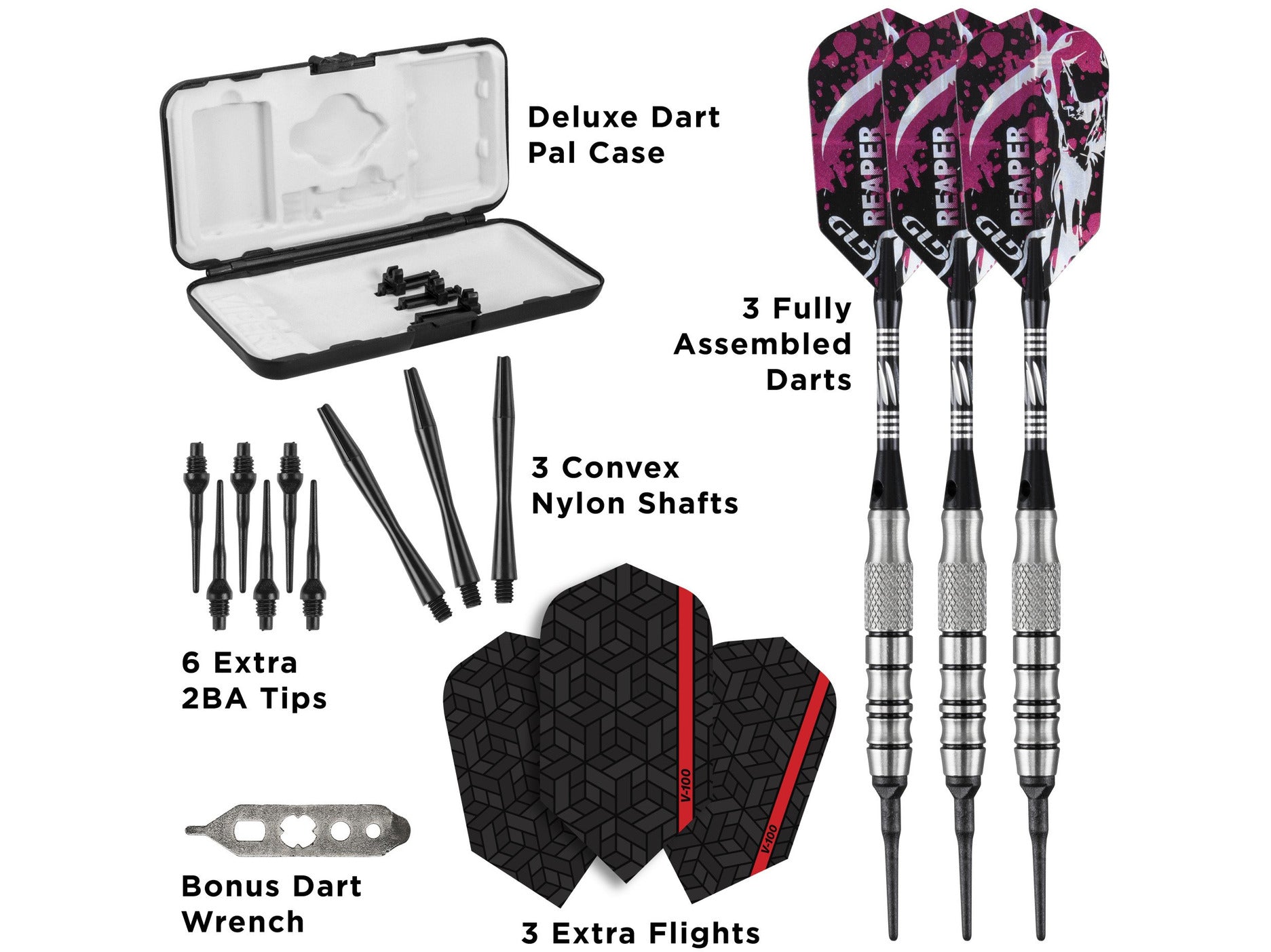 Viper Grim Reaper 80% Tungsten Soft Tip Darts Black Rings - HomeFitPlay