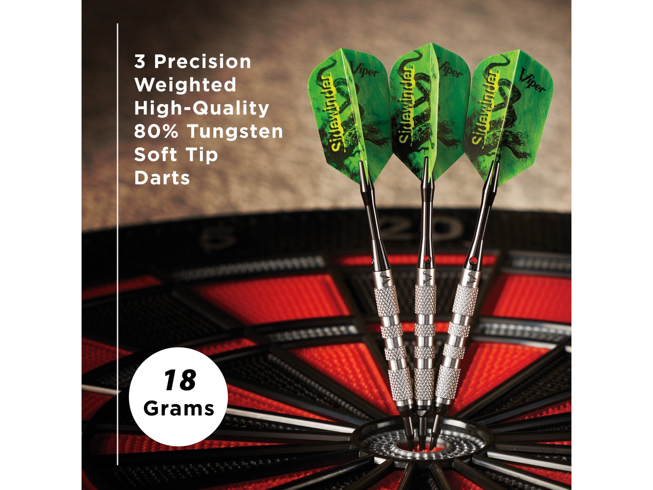 Viper Sidewinder 80% Tungsten Soft Tip Darts Knurled Barrel 18 Grams - HomeFitPlay