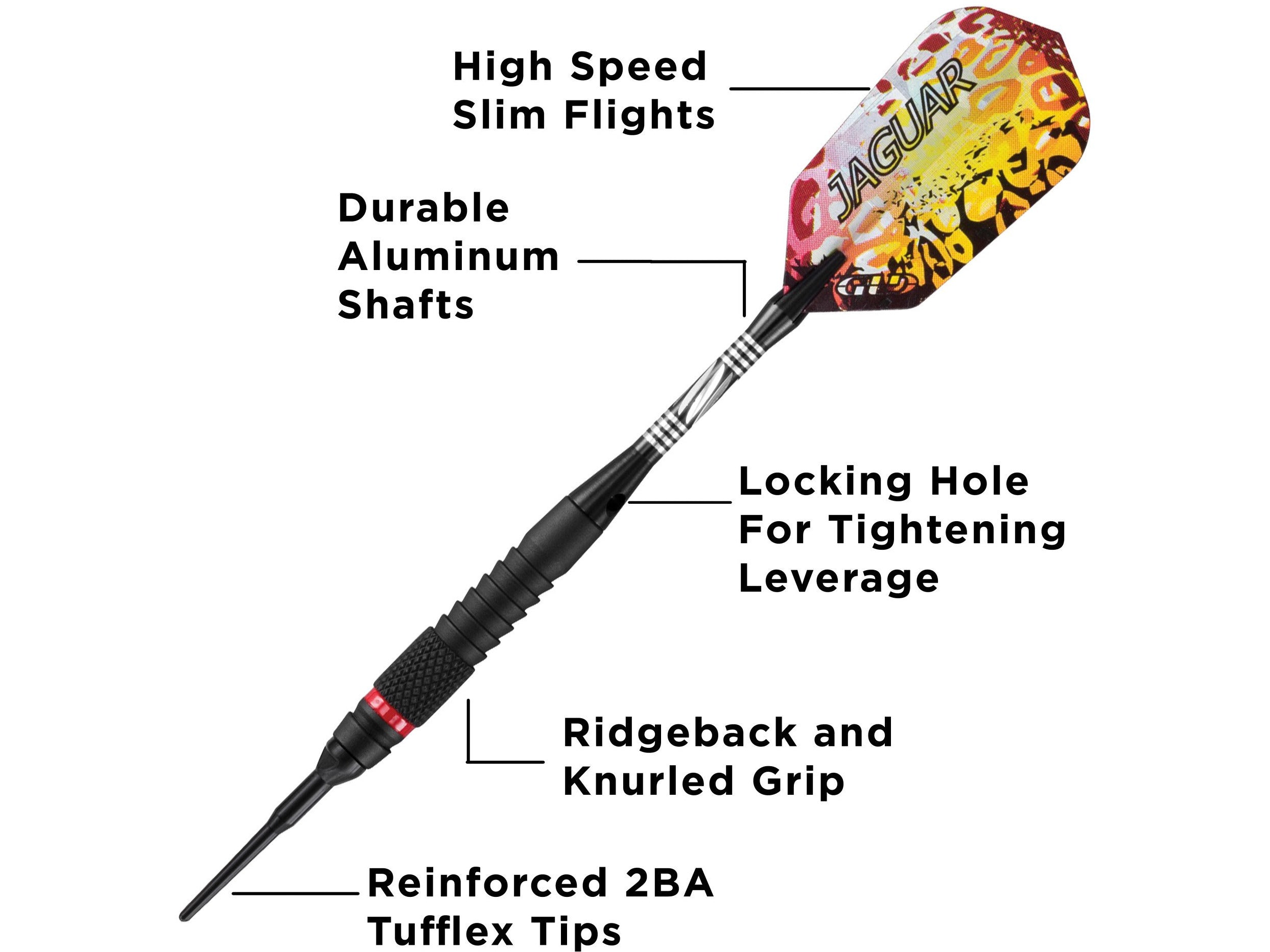 Viper Jaguar 80% Tungsten Soft Tip Darts 1 Small Knurled Ring 18 Grams - HomeFitPlay