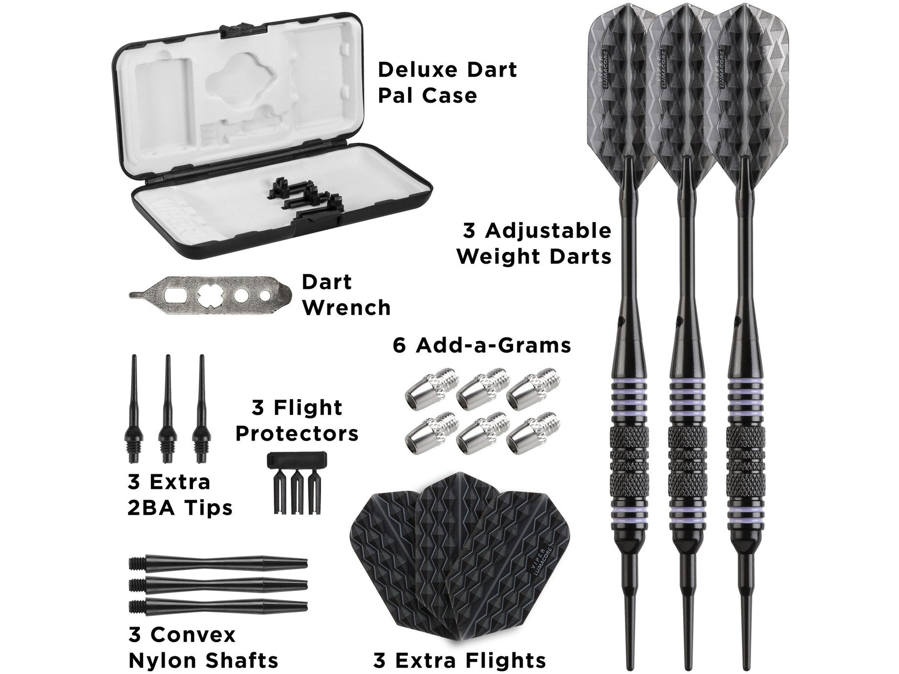 Viper Bobcat Adjustable Soft Tip Darts Purple Rings 16-18 Grams - HomeFitPlay