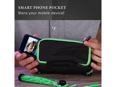 Casemaster Plazma Plus Dart Case Black with Green Zipper and Phone Pocket - HomeFitPlay