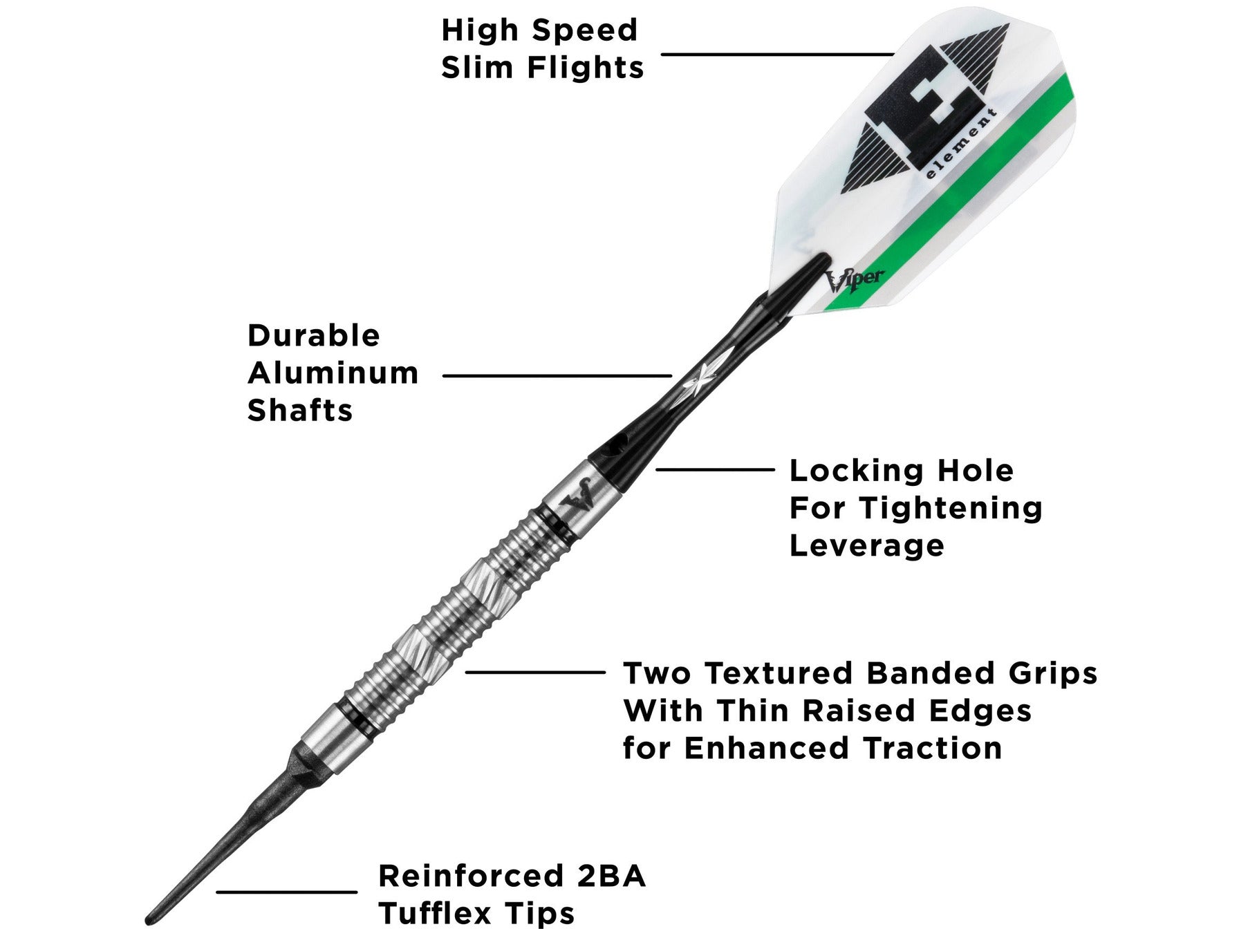 Viper Element 90% Tungsten Soft Tip Darts Grooved Barrel 18 Grams - HomeFitPlay
