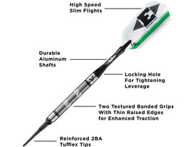 Viper Element 90% Tungsten Soft Tip Darts Grooved Barrel 18 Grams 