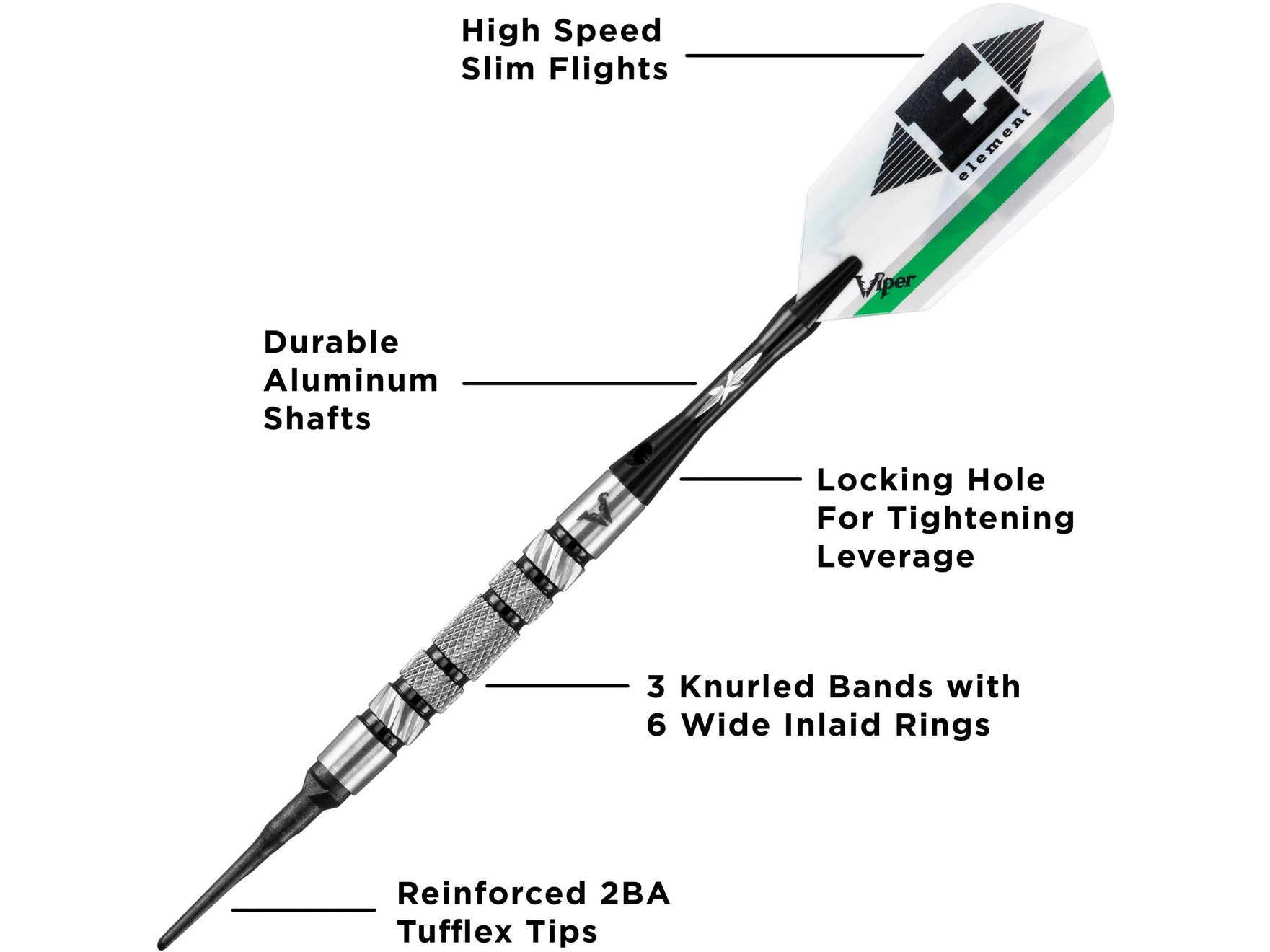 Viper Element 90% Tungsten Soft Tip Darts Knurled Barrel 18 Grams - HomeFitPlay