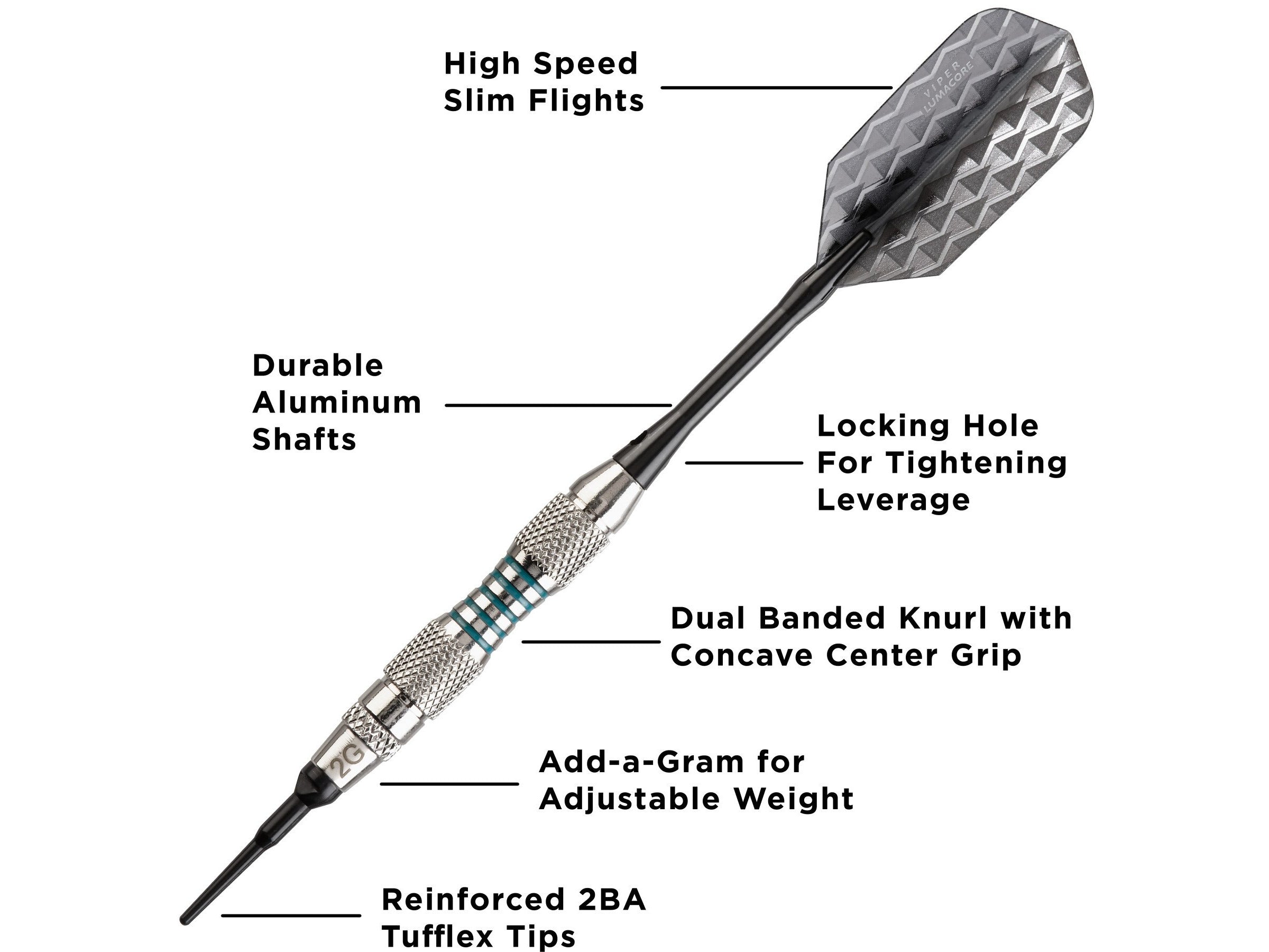 Viper Bobcat Adjustable Soft Tip Darts Green Rings 16-19 Grams - HomeFitPlay