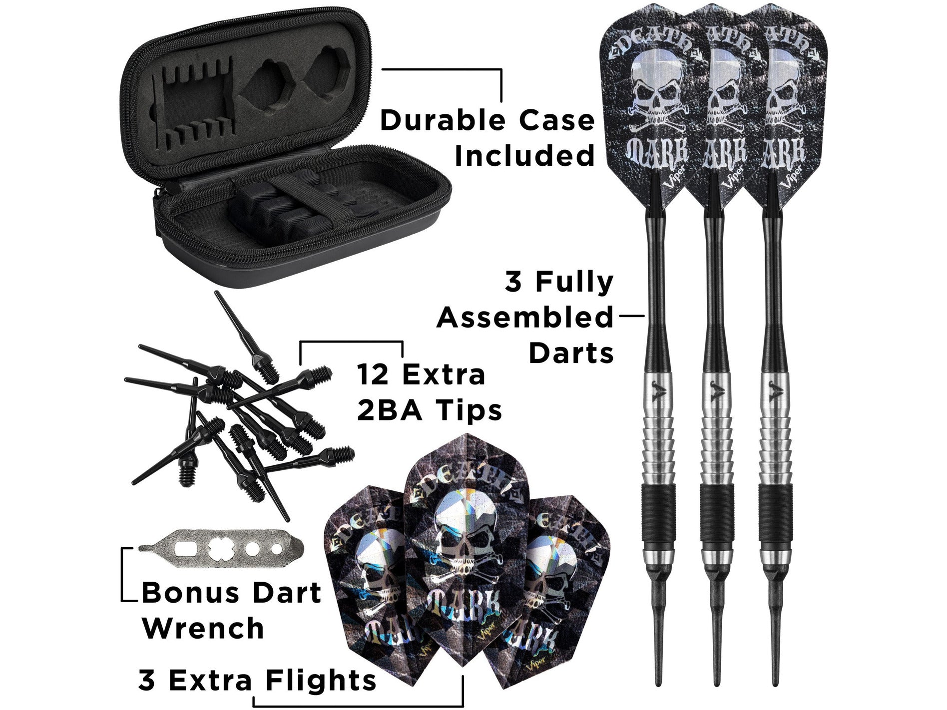 Viper Desperado 80% Tungsten Death Mark Soft Tip Darts 1 Knurled Ring 18 Grams - HomeFitPlay