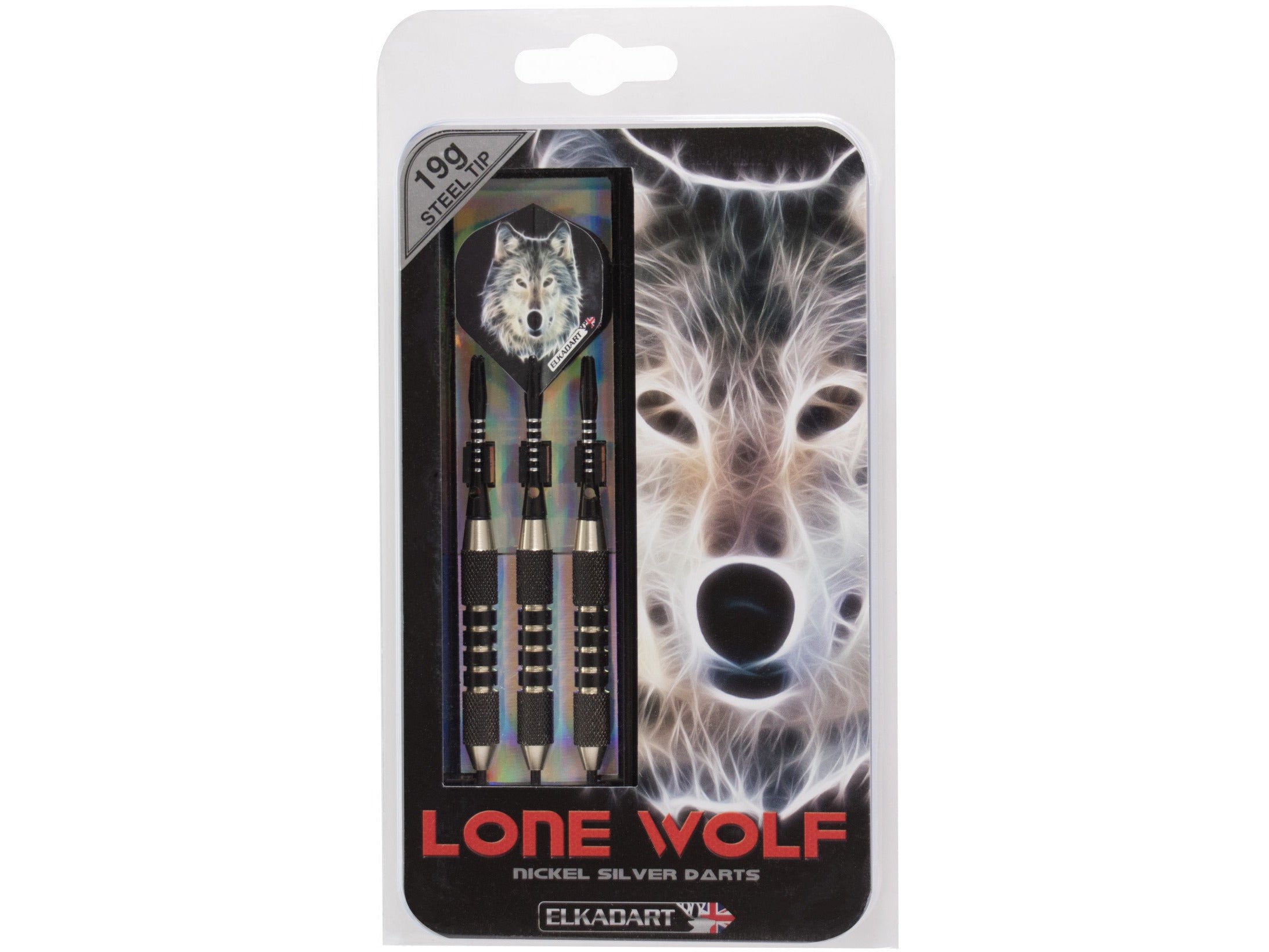Elkadart Lone Wolf Steel Tip Darts Silver With Black Knurling - HomeFitPlay