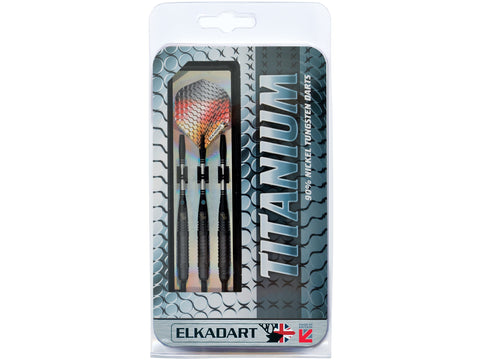 Image of Elkadart Titanium 90% Tungsten Soft Tip Darts Black Titanium Coating Shark Fin Barrel - HomeFitPlay