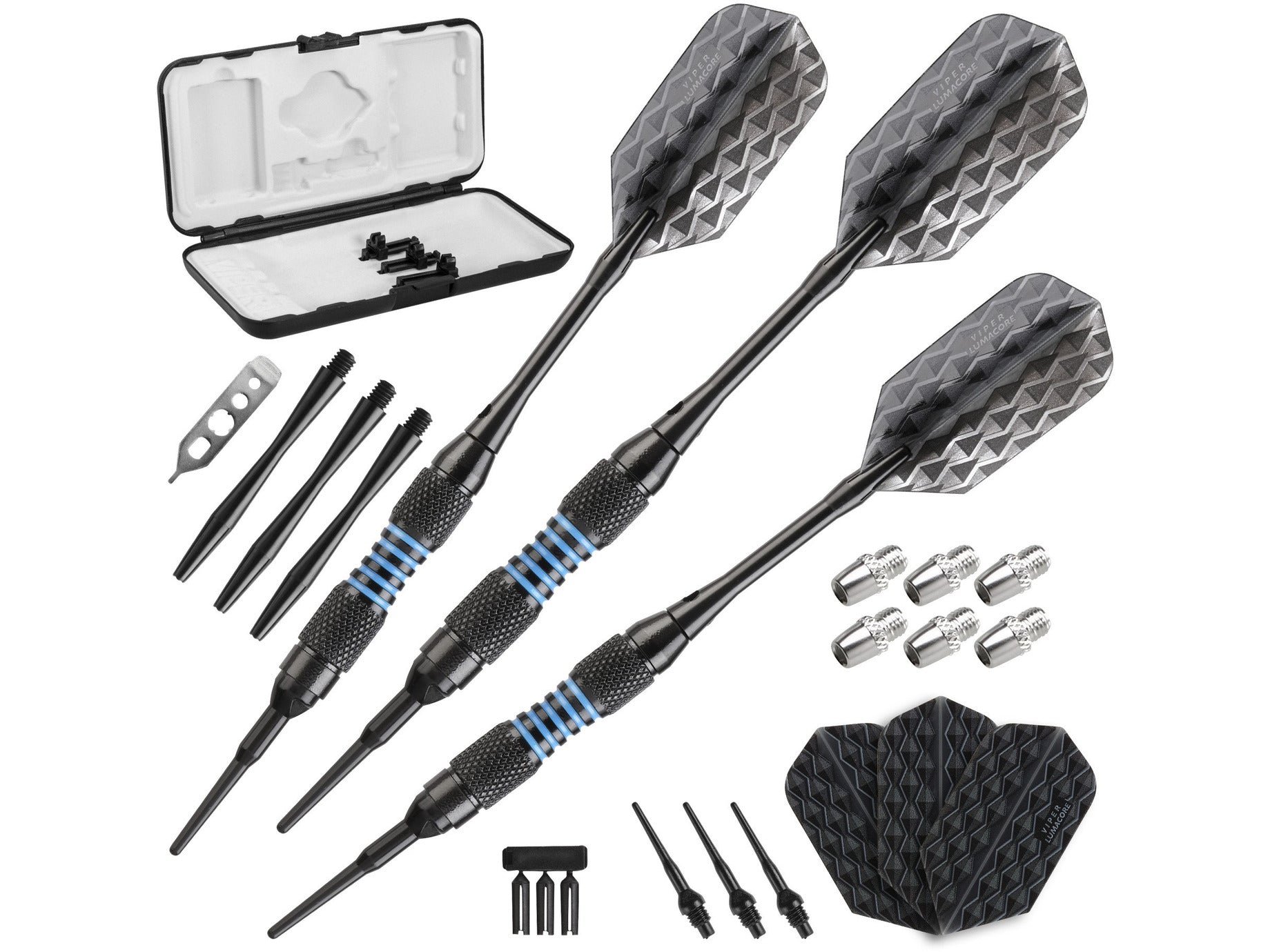 Viper Bobcat Adjustable Soft Tip Darts Blue Rings 16-18 Grams - HomeFitPlay
