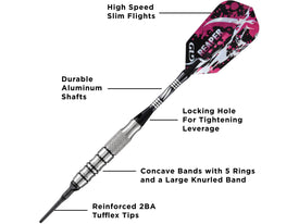 Viper Grim Reaper 80% Tungsten Soft Tip Darts Black Rings 