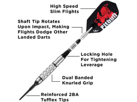 Viper Pitbull 90% Tungsten Soft Tip Darts Diamond Cut and Shark Fin Barrel 18 Grams 