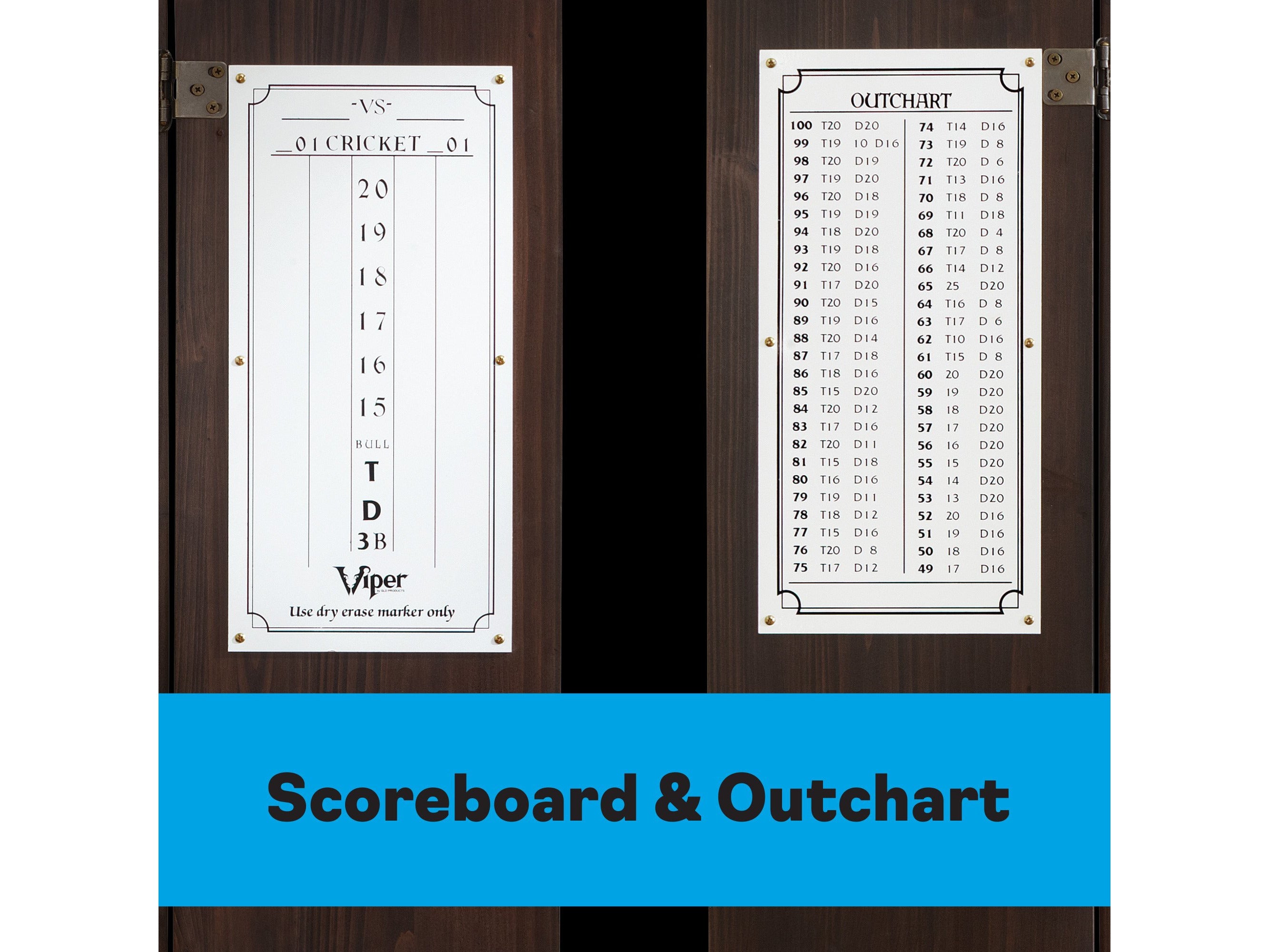 Viper Metropolitan Espresso Steel Tip Dartboard Cabinet - HomeFitPlay