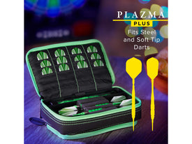 Casemaster Plazma Plus Dart Case Black with Green Zipper and Phone Pocket 