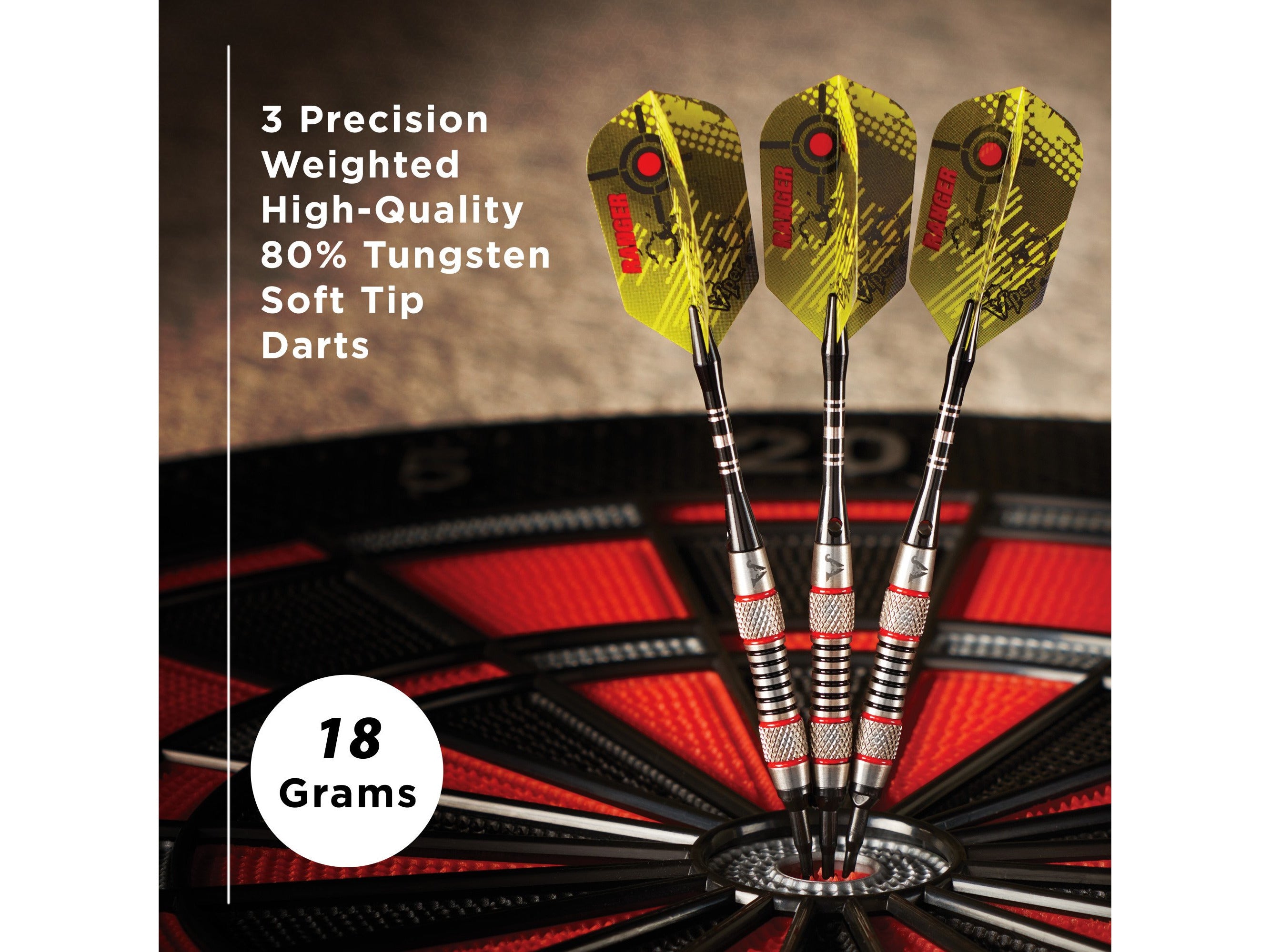 Viper Ranger 80% Tungsten Soft Tip Darts Red Rings 18 Grams - HomeFitPlay