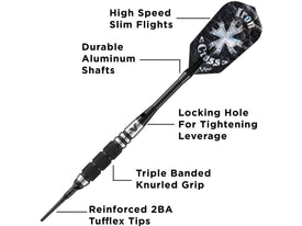 Viper Desperado 80% Tungsten Iron Cross Soft Tip Darts 3 Knurled Rings 18 Grams 
